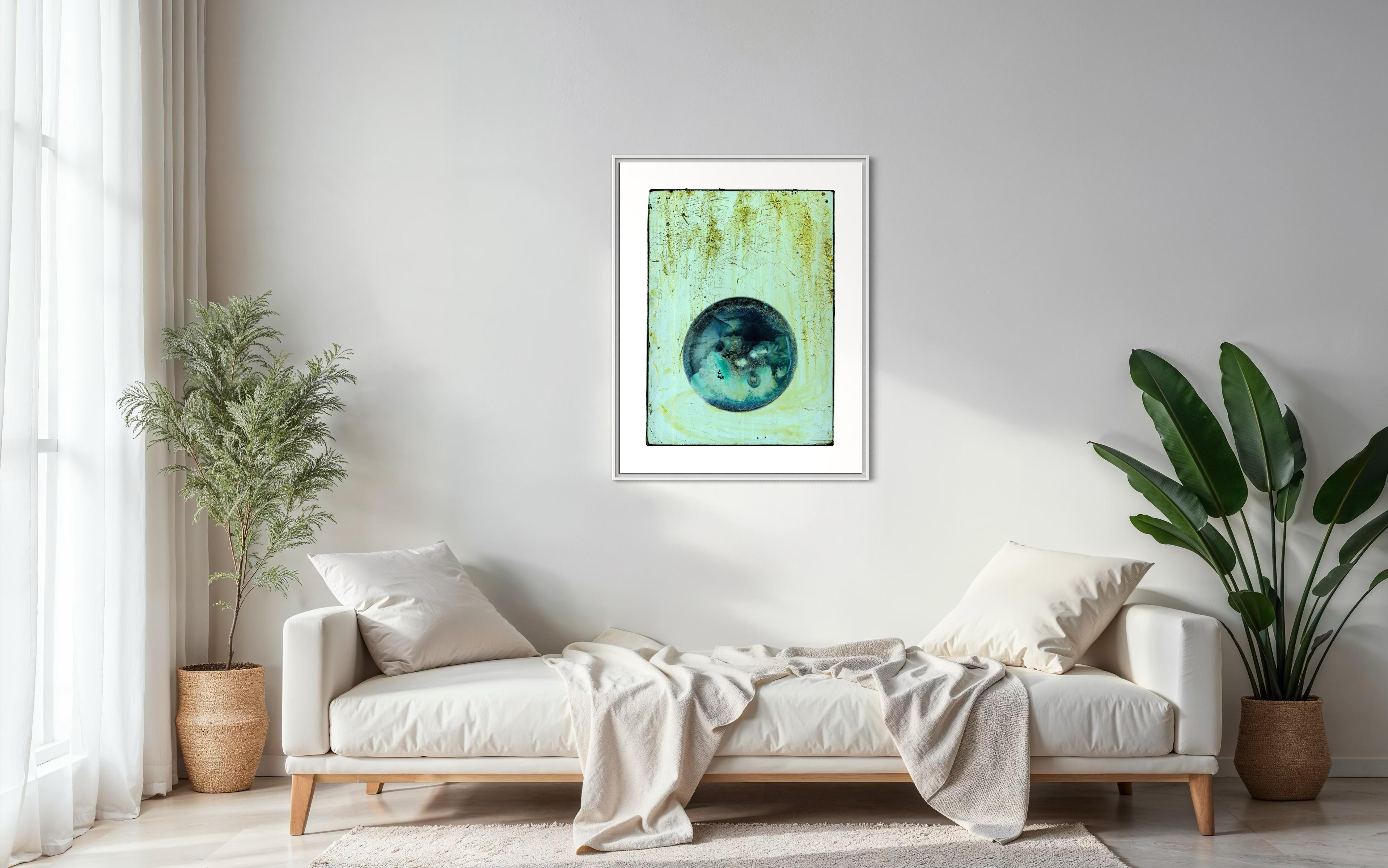 Blue Dot, Chemical Works, Abstract Print on Fine Art Paper For Sale 1