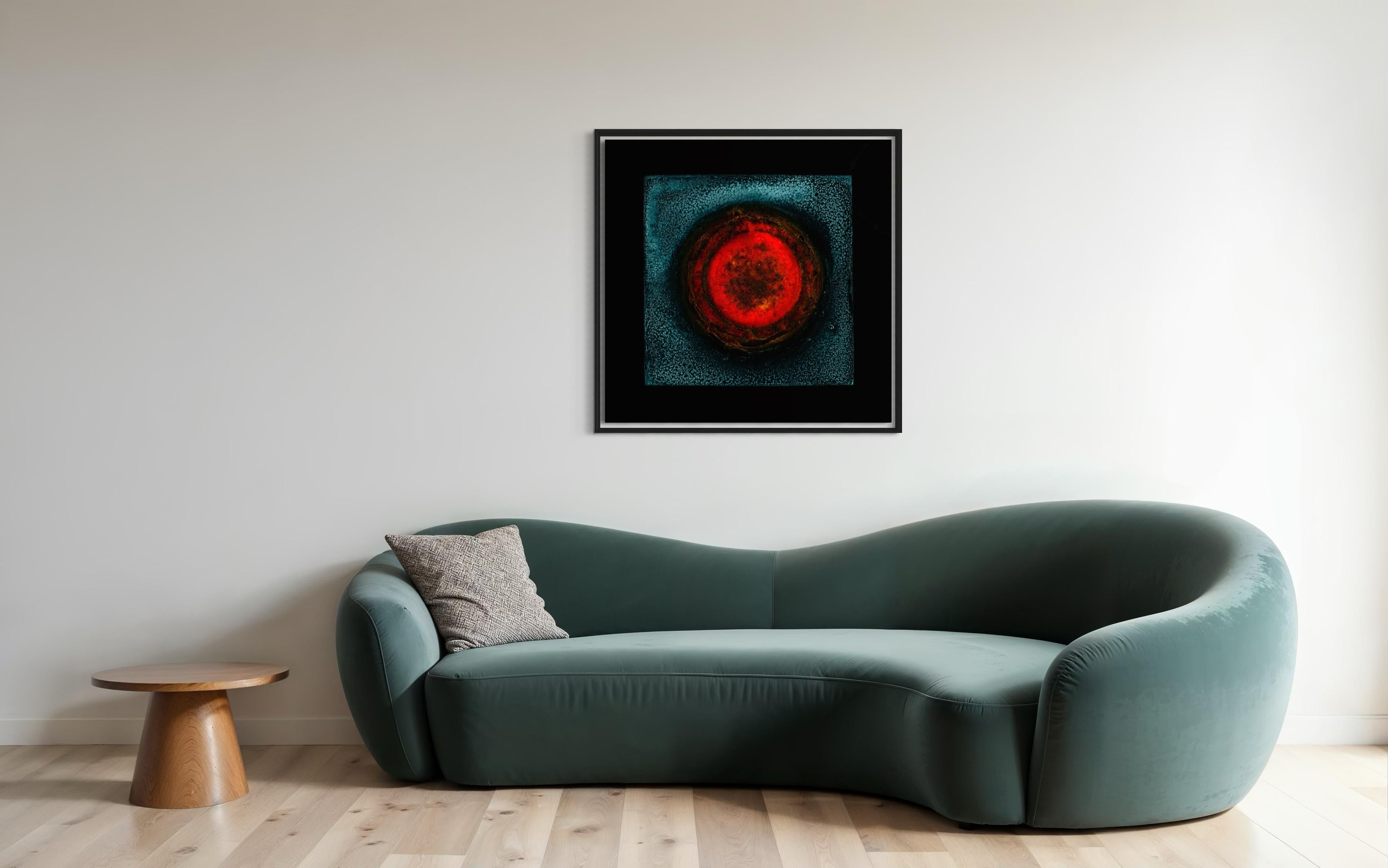 Iona Sun (eclipse and energy), Red, Black and Blue Abstract Print on Paper For Sale 1