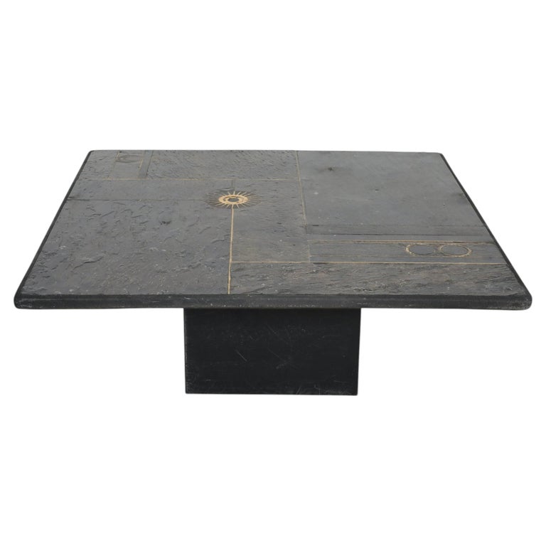 Paul Kingma Attr. Slate Stone Mosaic Coffee Table, Dutch 1970s