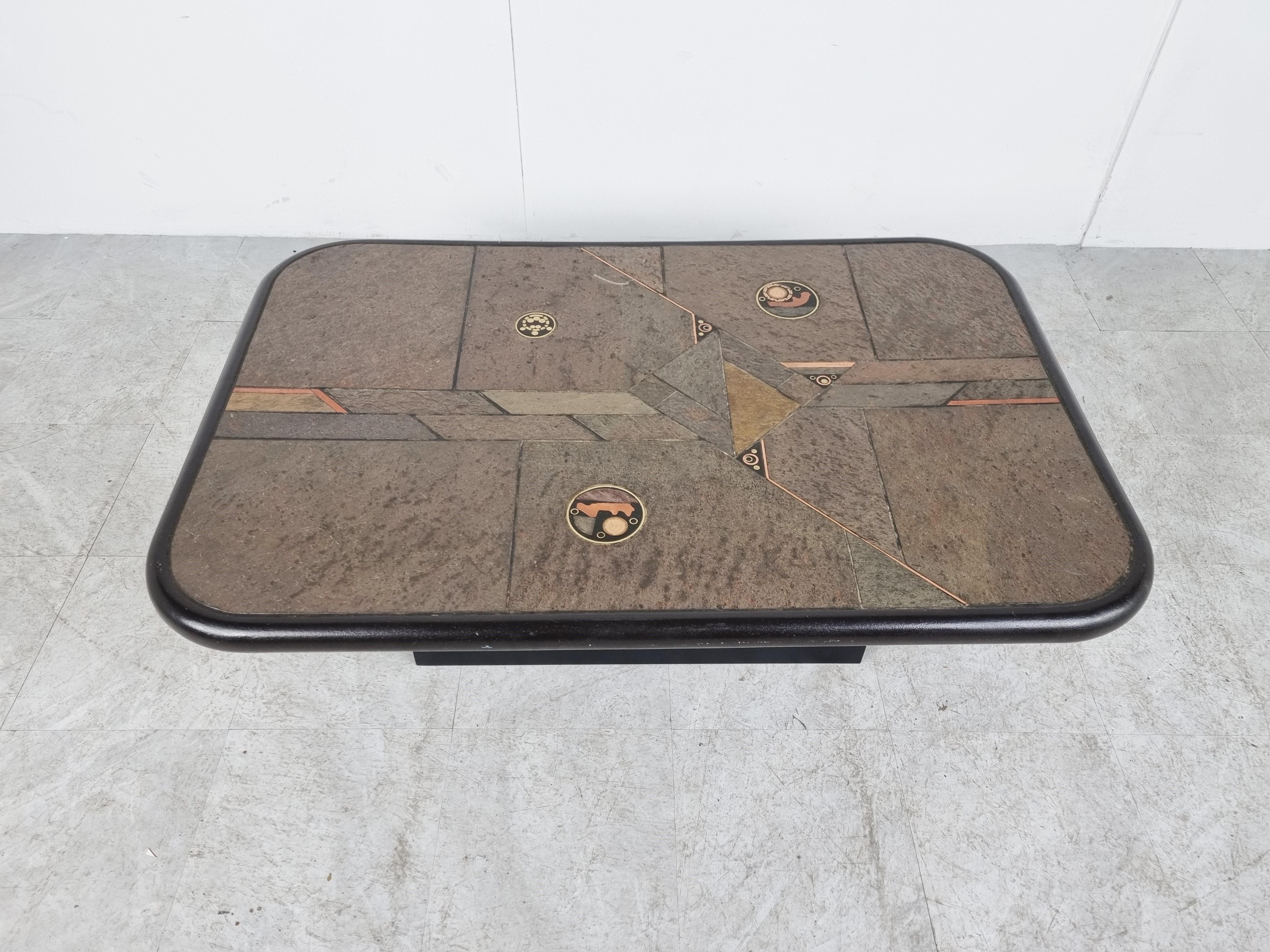 Brutalist Paul Kingma Attributed Coffee Table, 1980s For Sale