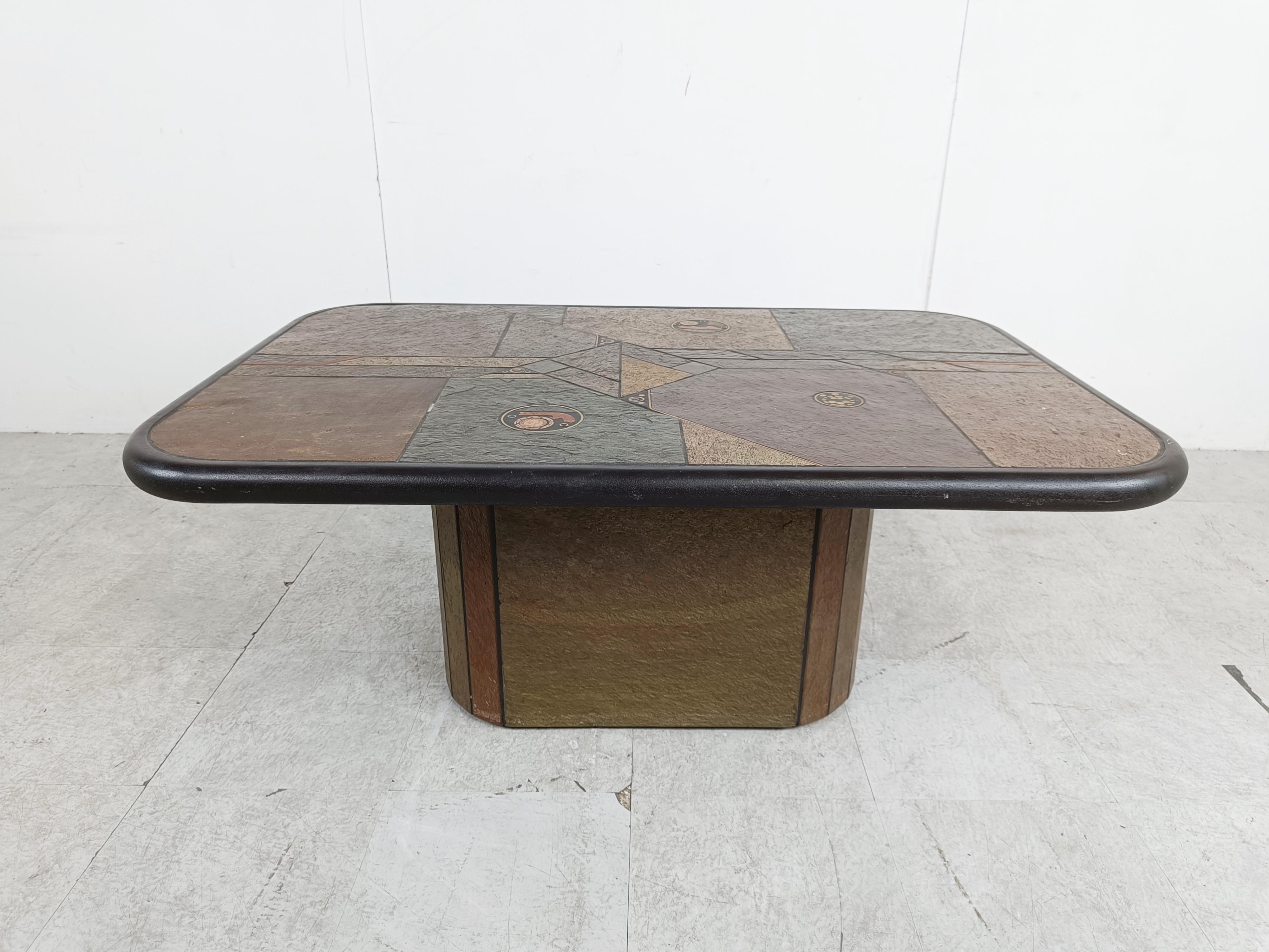 Brutalist Paul Kingma attributed coffee table, 1980s