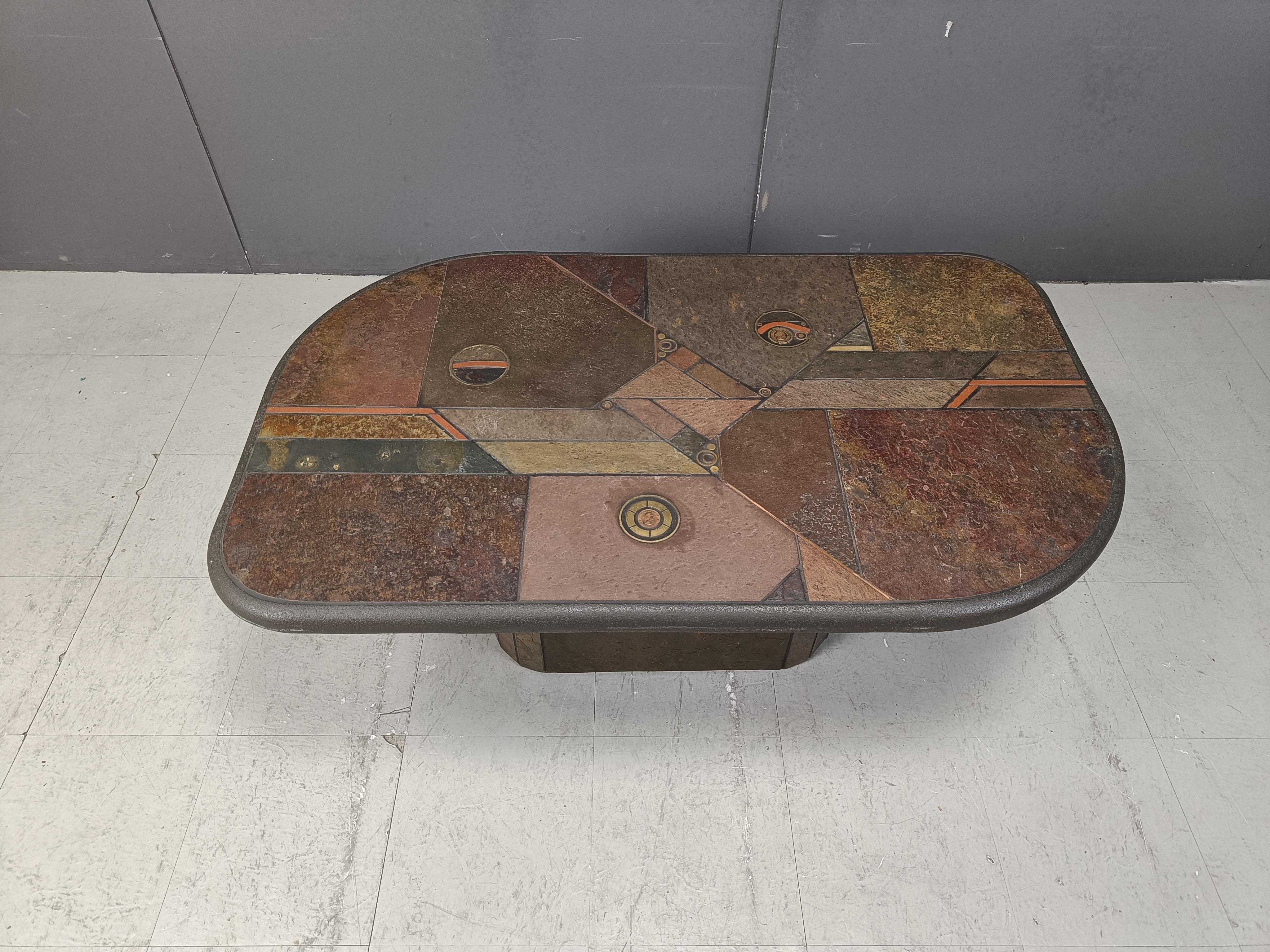 Brutalist Paul Kingma Attributed coffee table, 1980s For Sale
