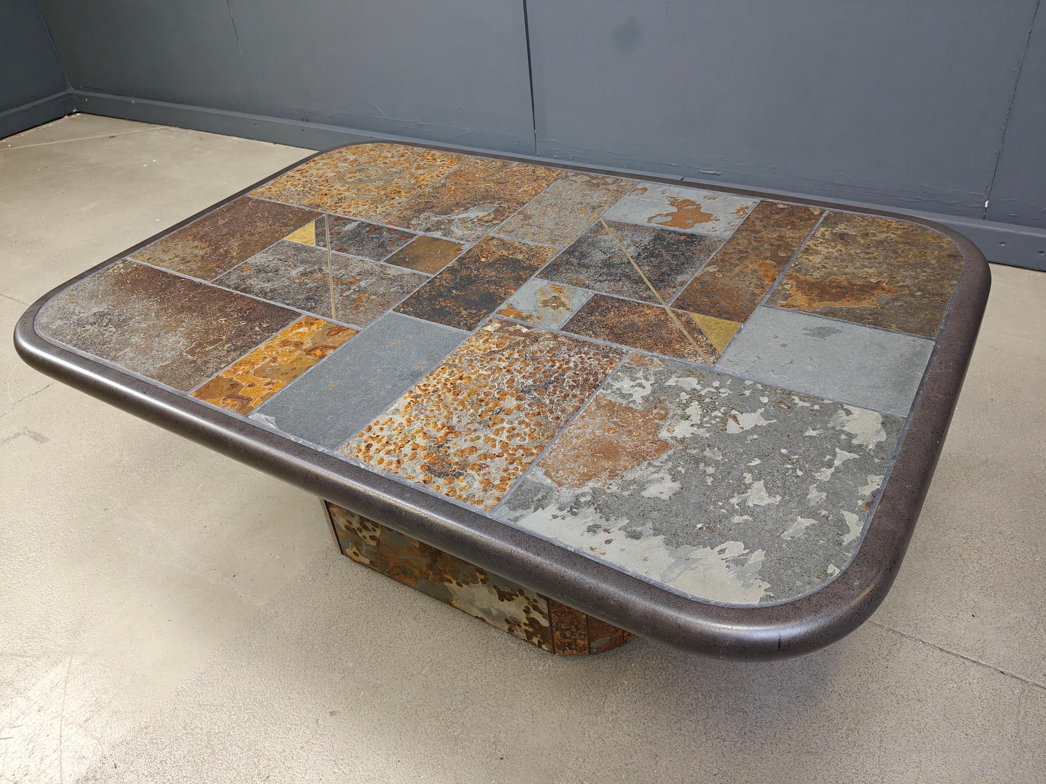 Brutalist Paul Kingma attributed coffee table, 1980s For Sale