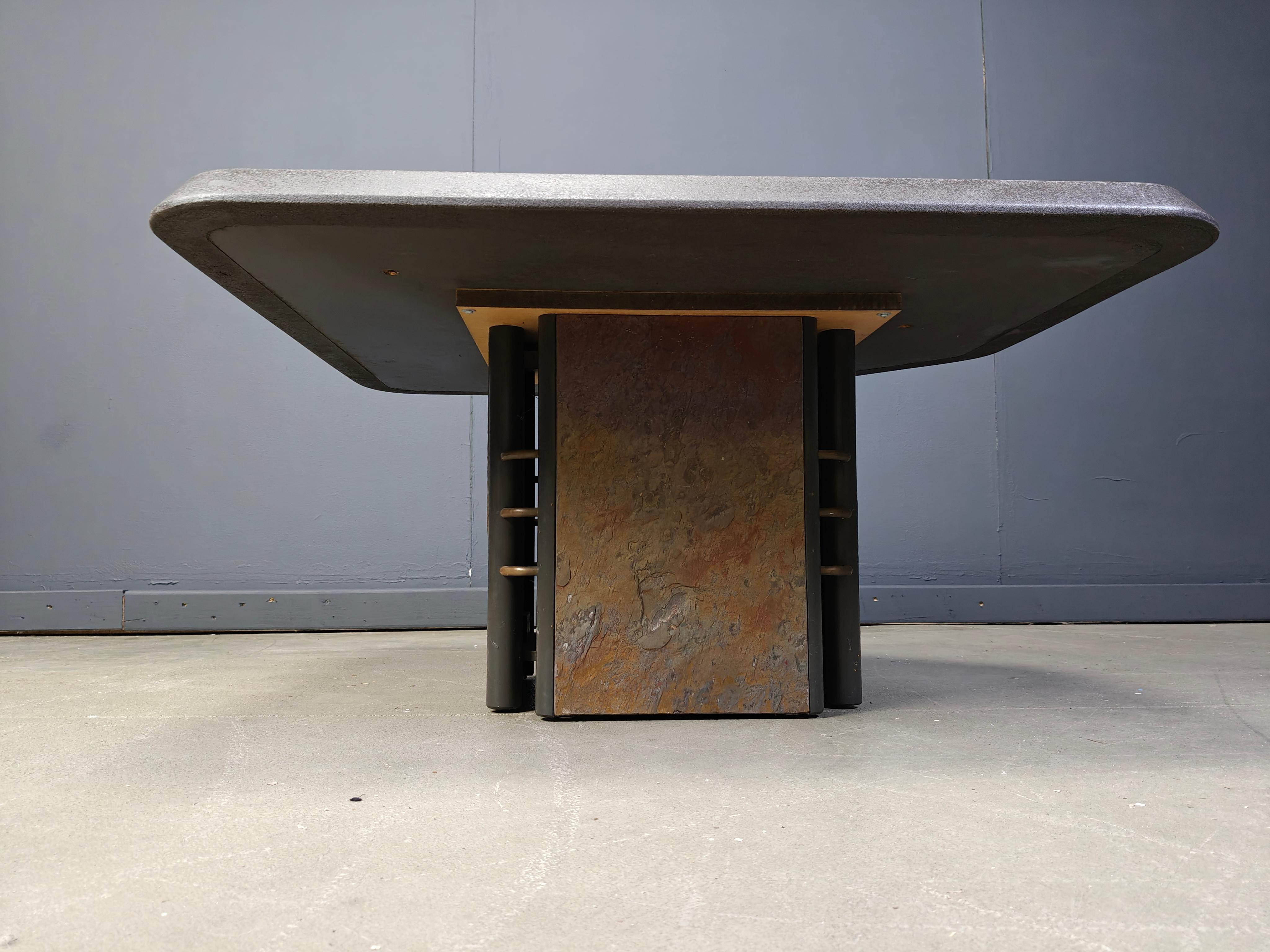 Stone Paul Kingma attributed coffee table, 1980s For Sale