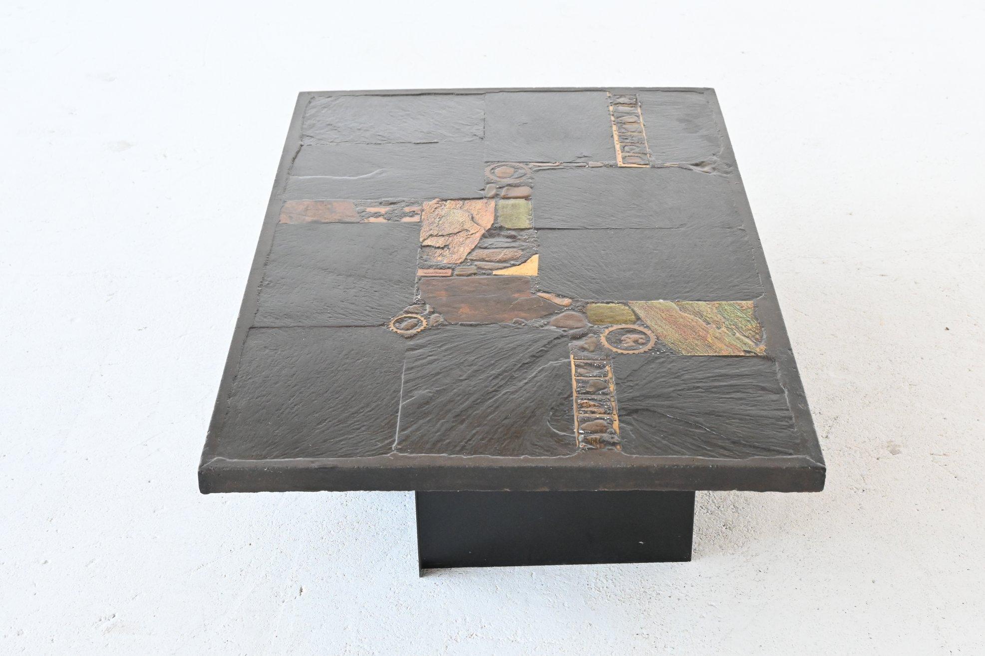Mid-Century Modern Paul Kingma black rectangular coffee table Netherlands 1980