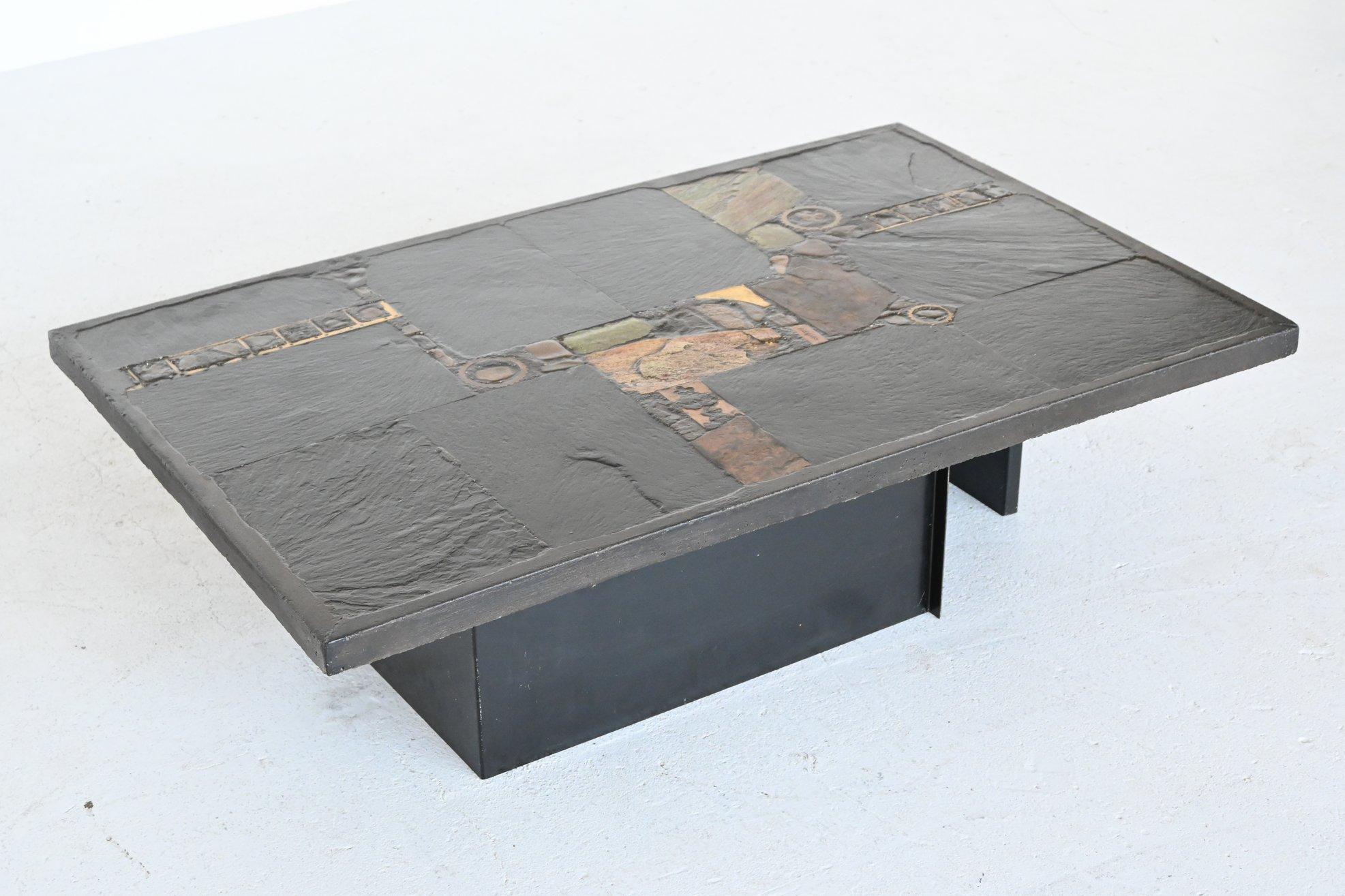 Dutch Paul Kingma black rectangular coffee table Netherlands 1980