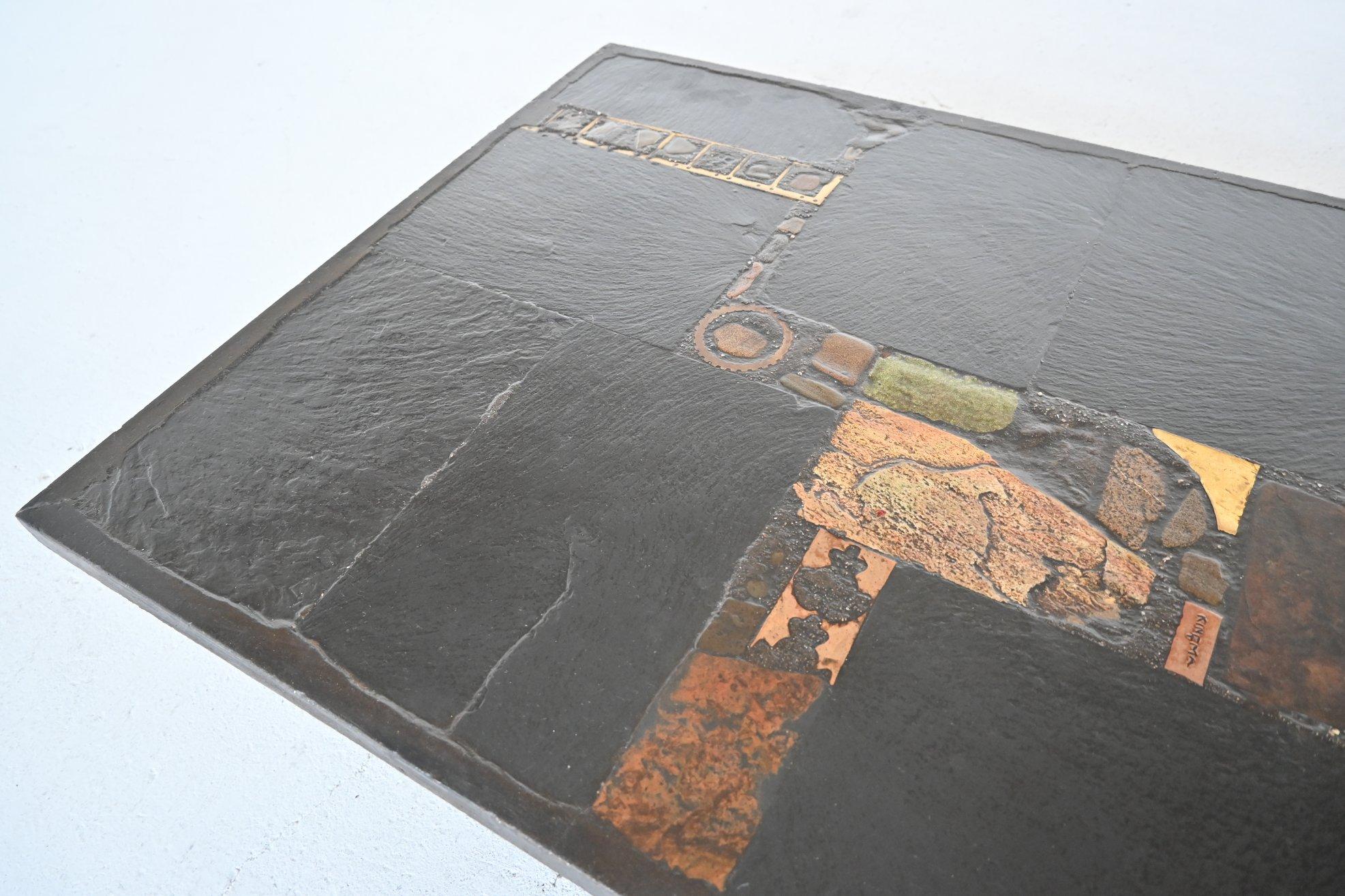 Paul Kingma black rectangular coffee table Netherlands 1980 In Good Condition In Etten-Leur, NL