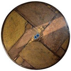 Paul Kingma Brutalist Handmade Brown Beige Black Blue Slate Stone Coffee Table