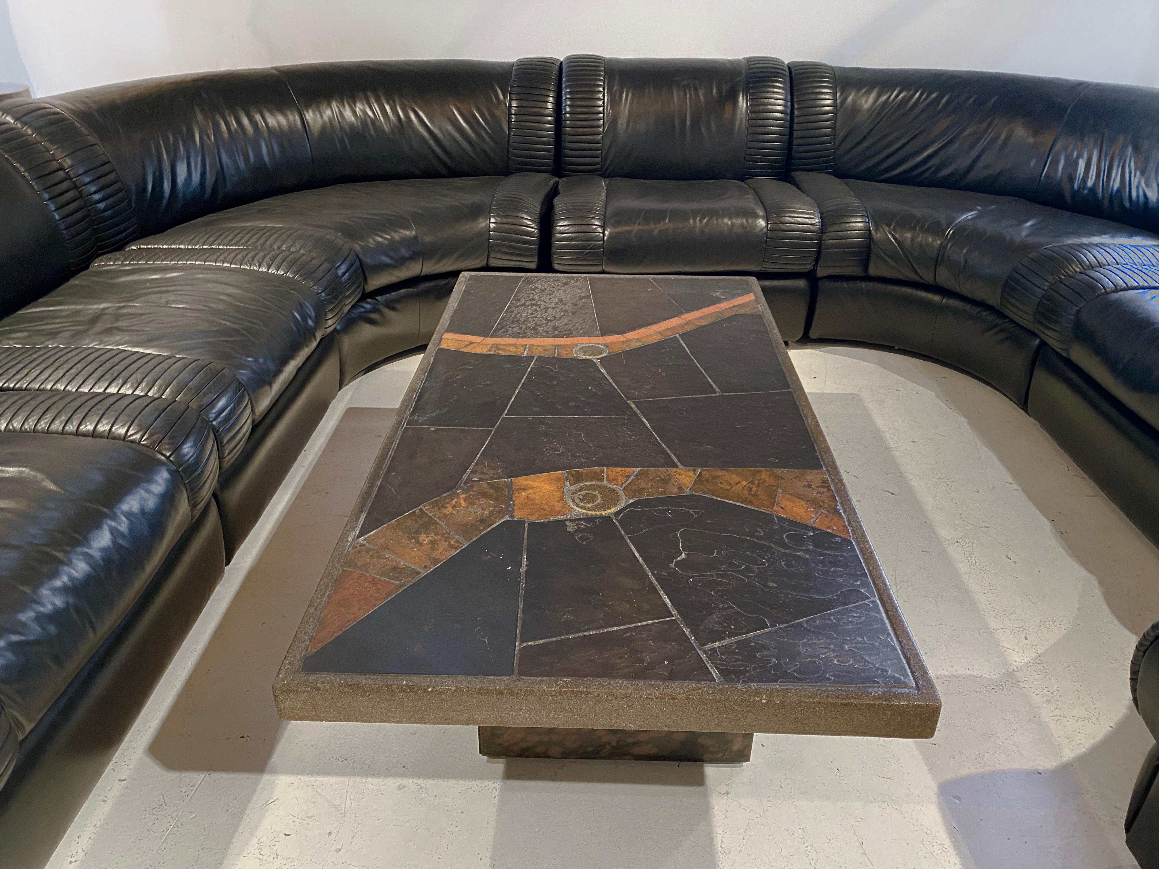 Paul Kingma Brutalist Mosaic Coffee and Side Table in Slate In Good Condition In Dallas, TX