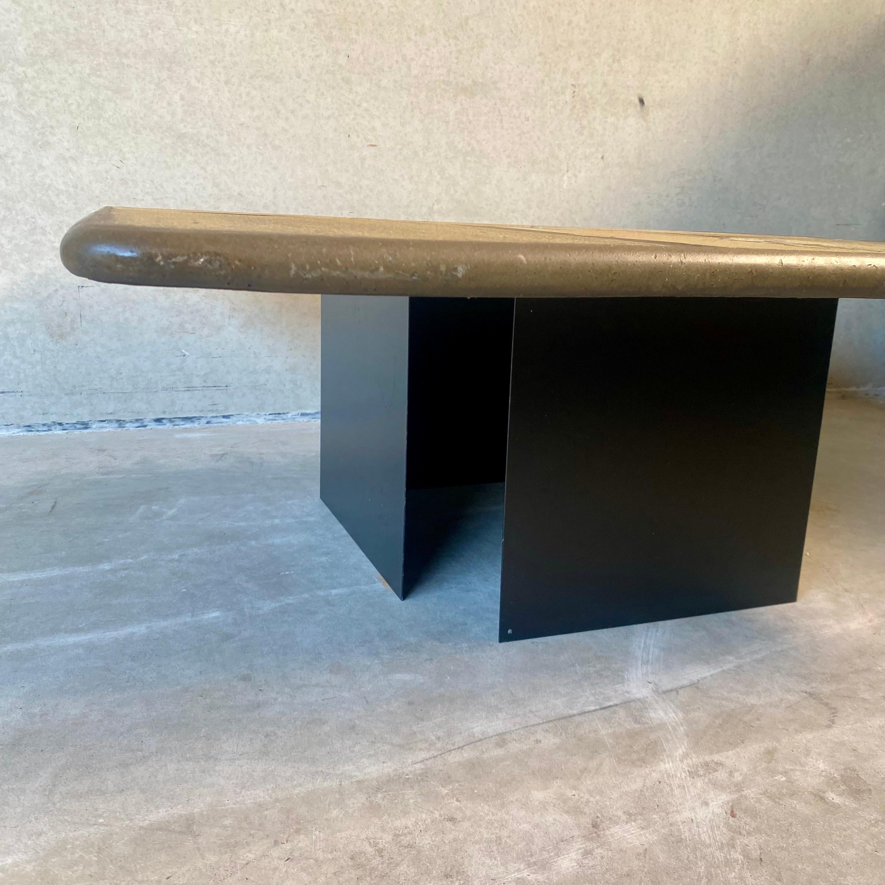 Paul Kingma Brutalist Square Slate Stone Blue Agate Coffee Table 4