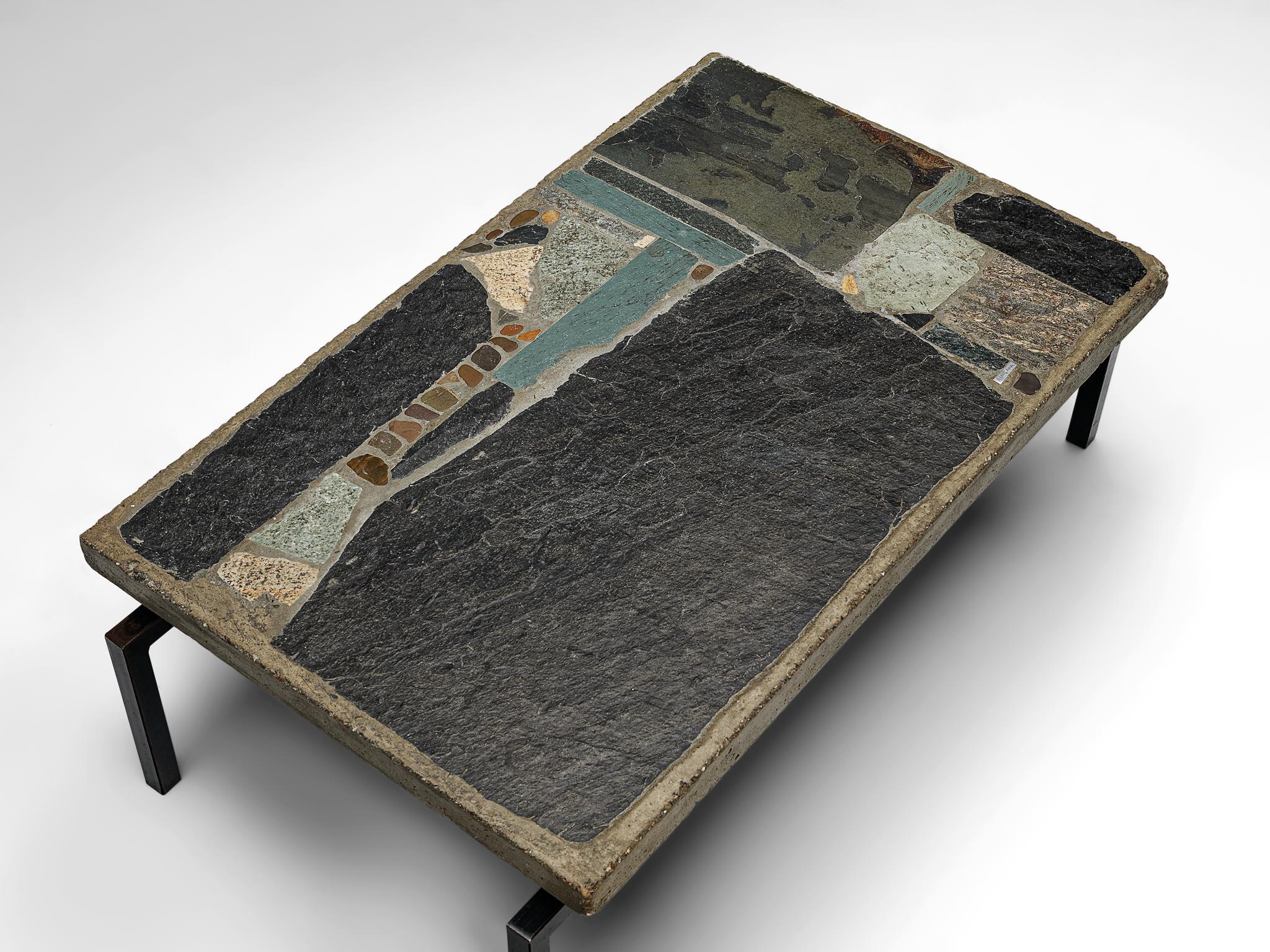 Paul Kingma Coffee Table in Slate and Ceramic In Good Condition In Waalwijk, NL