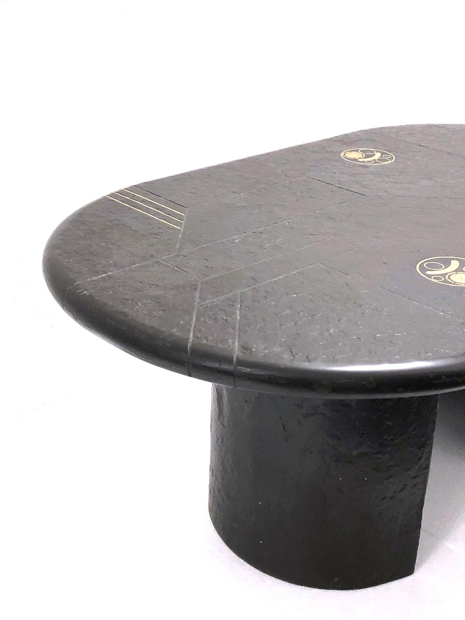 Paul Kingma Coffee Table, Signed, Slate with Brass Inlay, 1980s Dutch 6