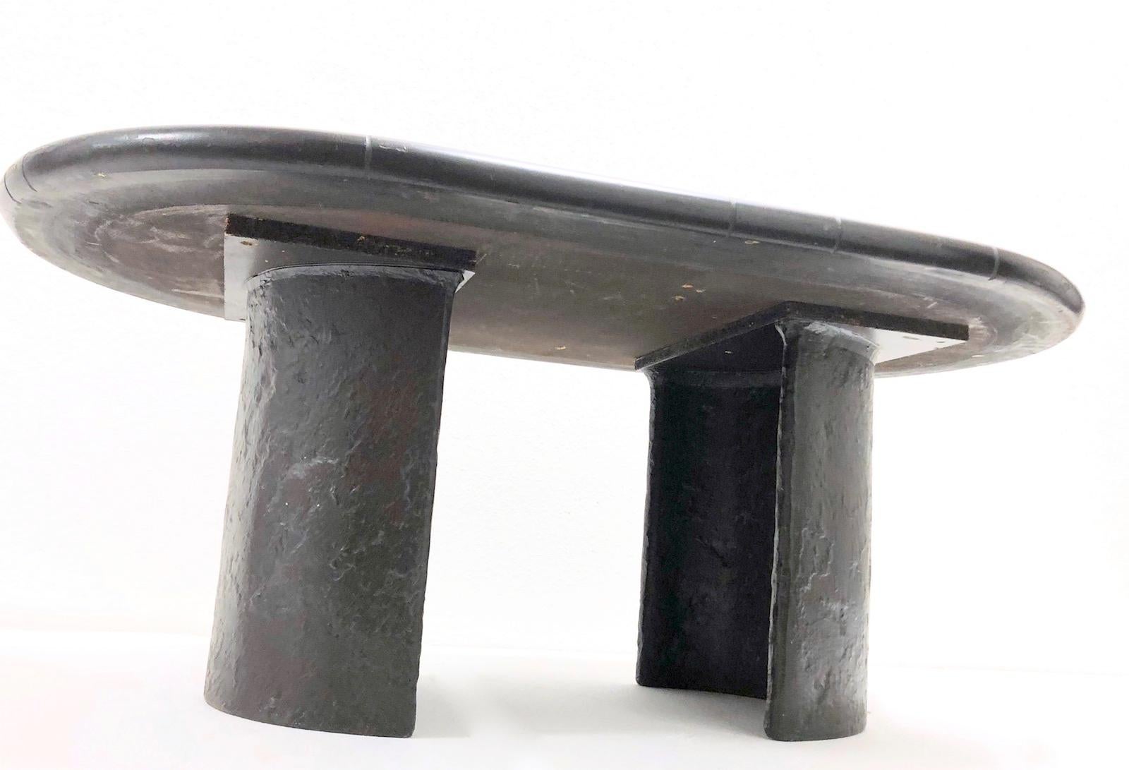 Paul Kingma Coffee Table, Signed, Slate with Brass Inlay, 1980s Dutch 8