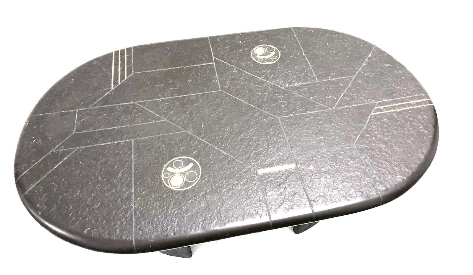 Paul Kingma Coffee Table, Signed, Slate with Brass Inlay, 1980s Dutch 11