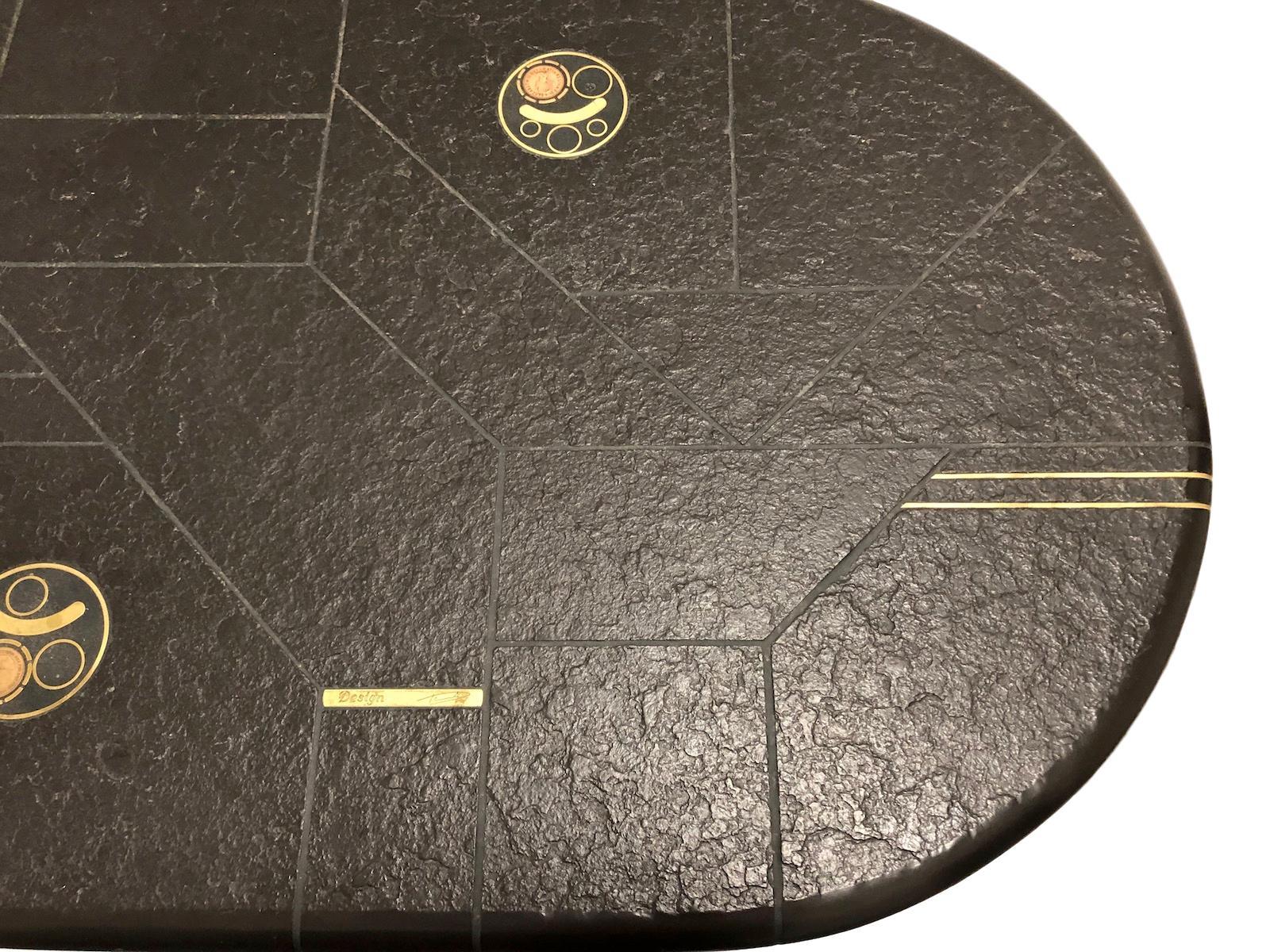 Paul Kingma Coffee Table, Signed, Slate with Brass Inlay, 1980s Dutch In Good Condition In Nuernberg, DE