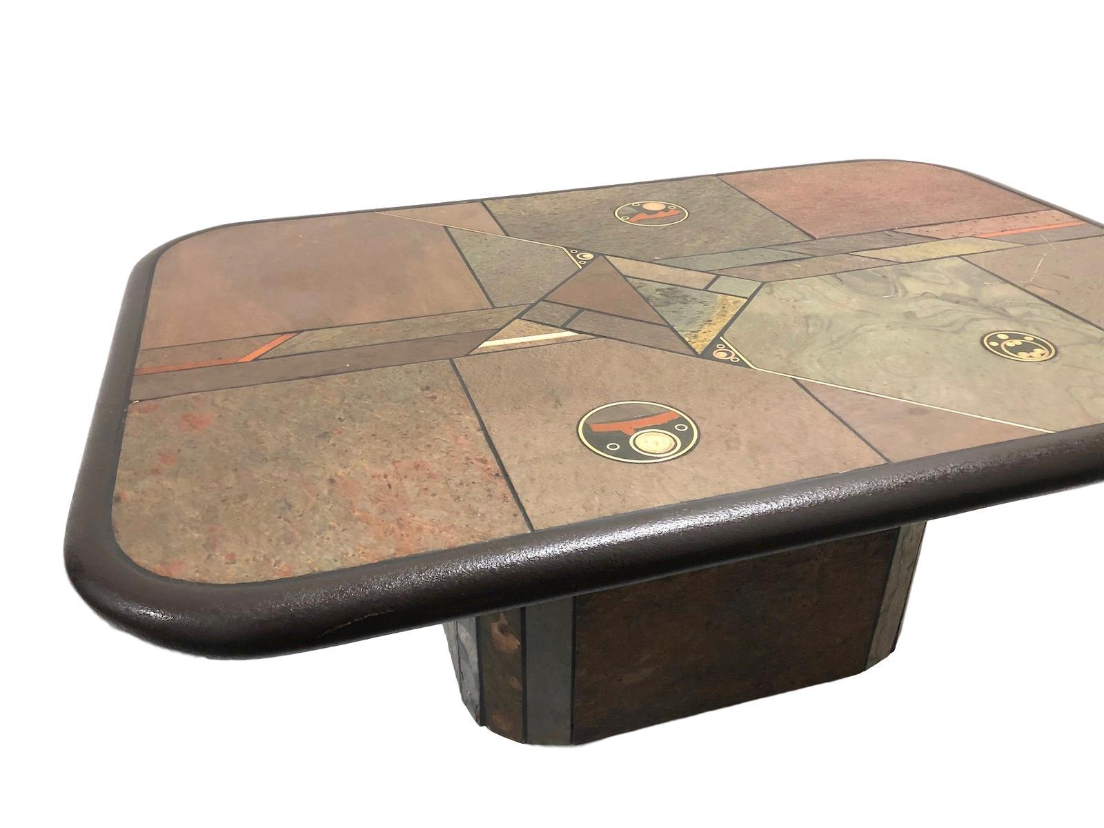 coffee table with slate inlay