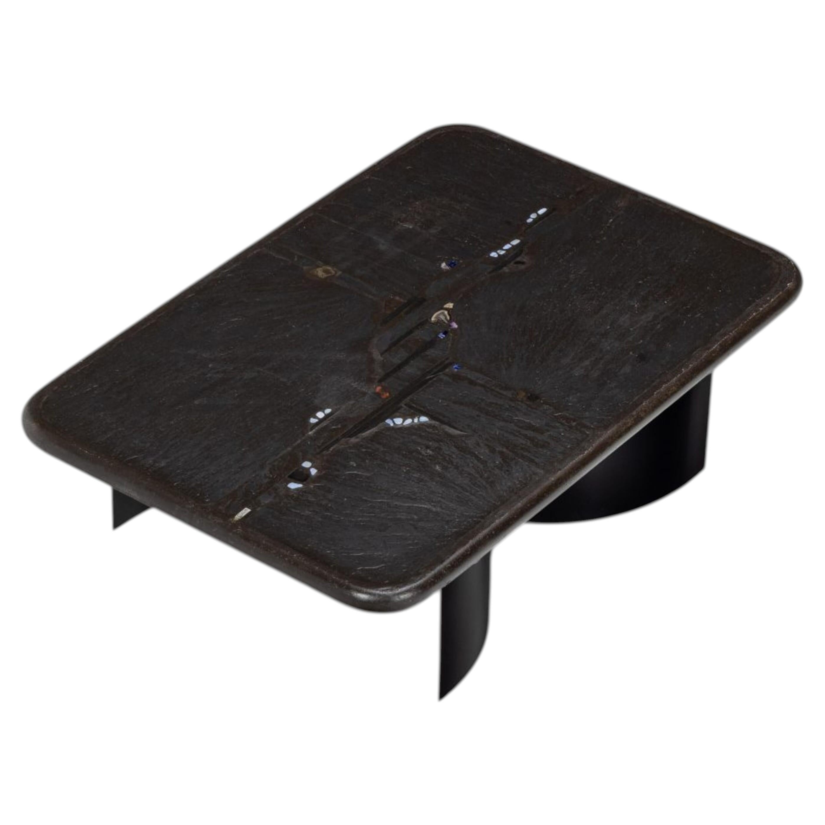 Paul Kingma coffee table with agate Netherlands 1988