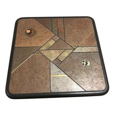 Paul Kingma End Table, Signed, Slate with Brass Inlay, 1980s Dutch