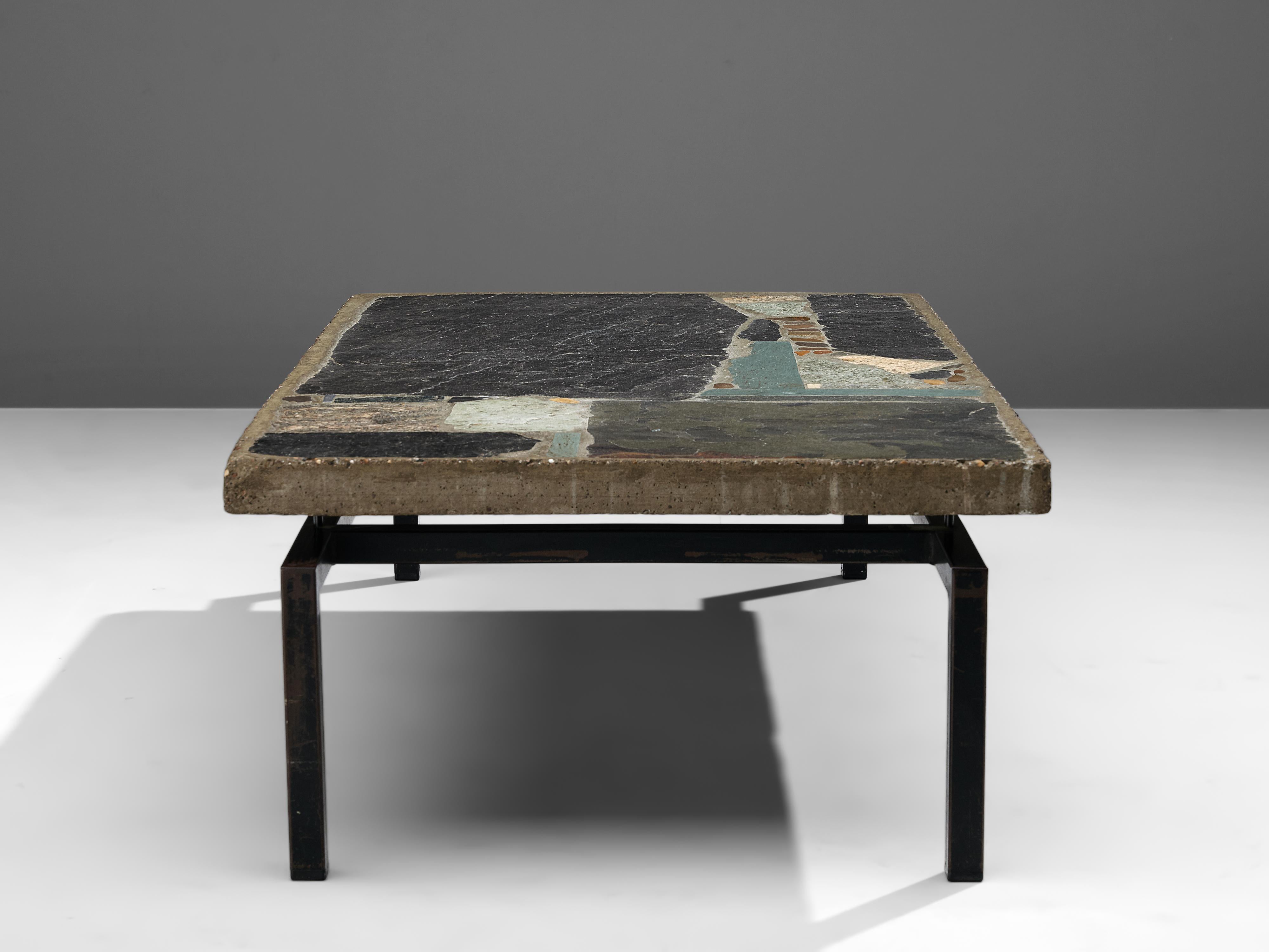 Paul Kingma Handcrafted Coffee Table in Slate and Ceramic 4