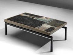 Paul Kingma Handgefertigter Couchtisch aus Schiefer und Keramik