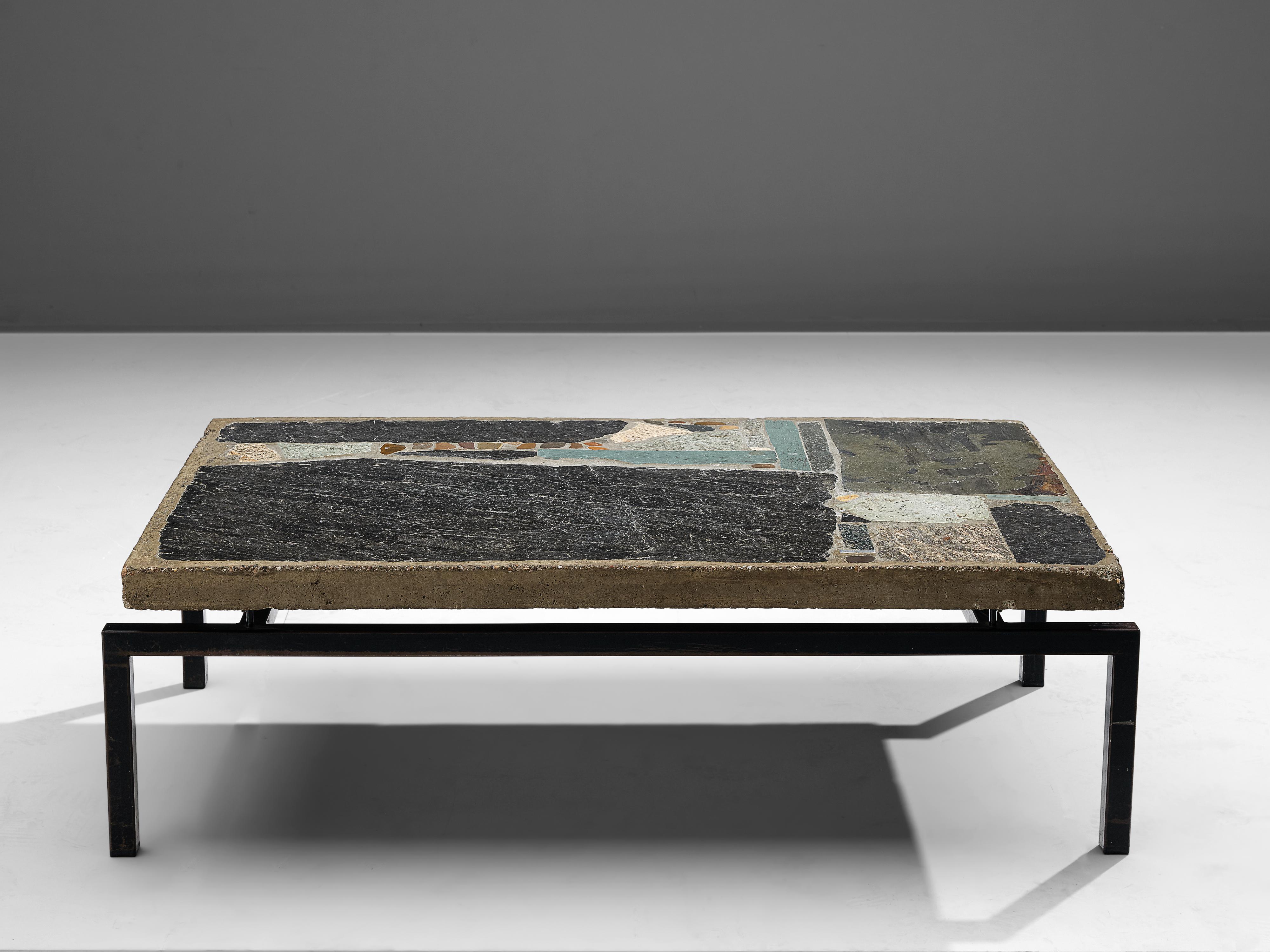 Dutch Paul Kingma Handcrafted Coffee Table in Slate and Ceramic