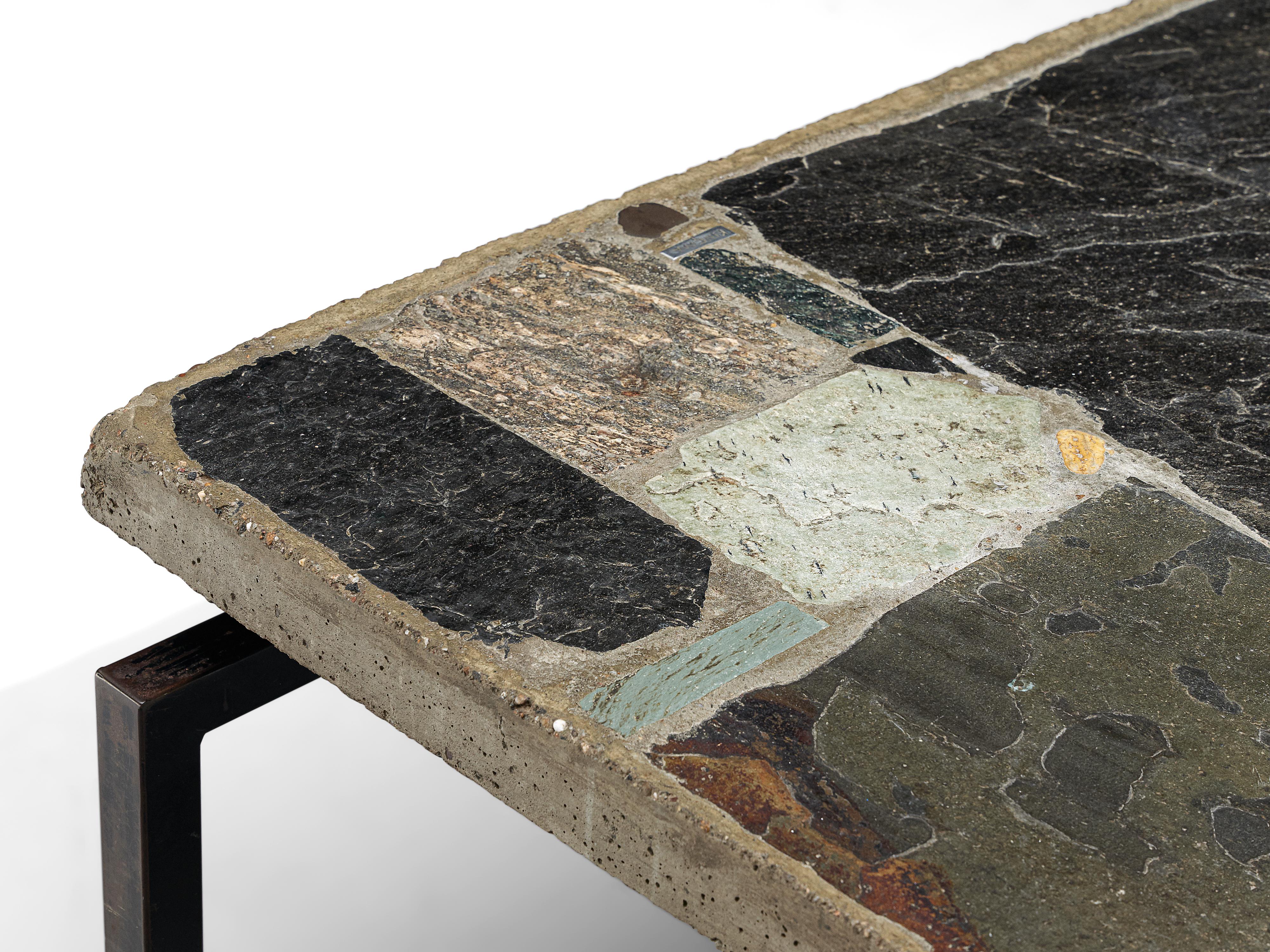 Paul Kingma Handcrafted Coffee Table in Slate and Ceramic 1