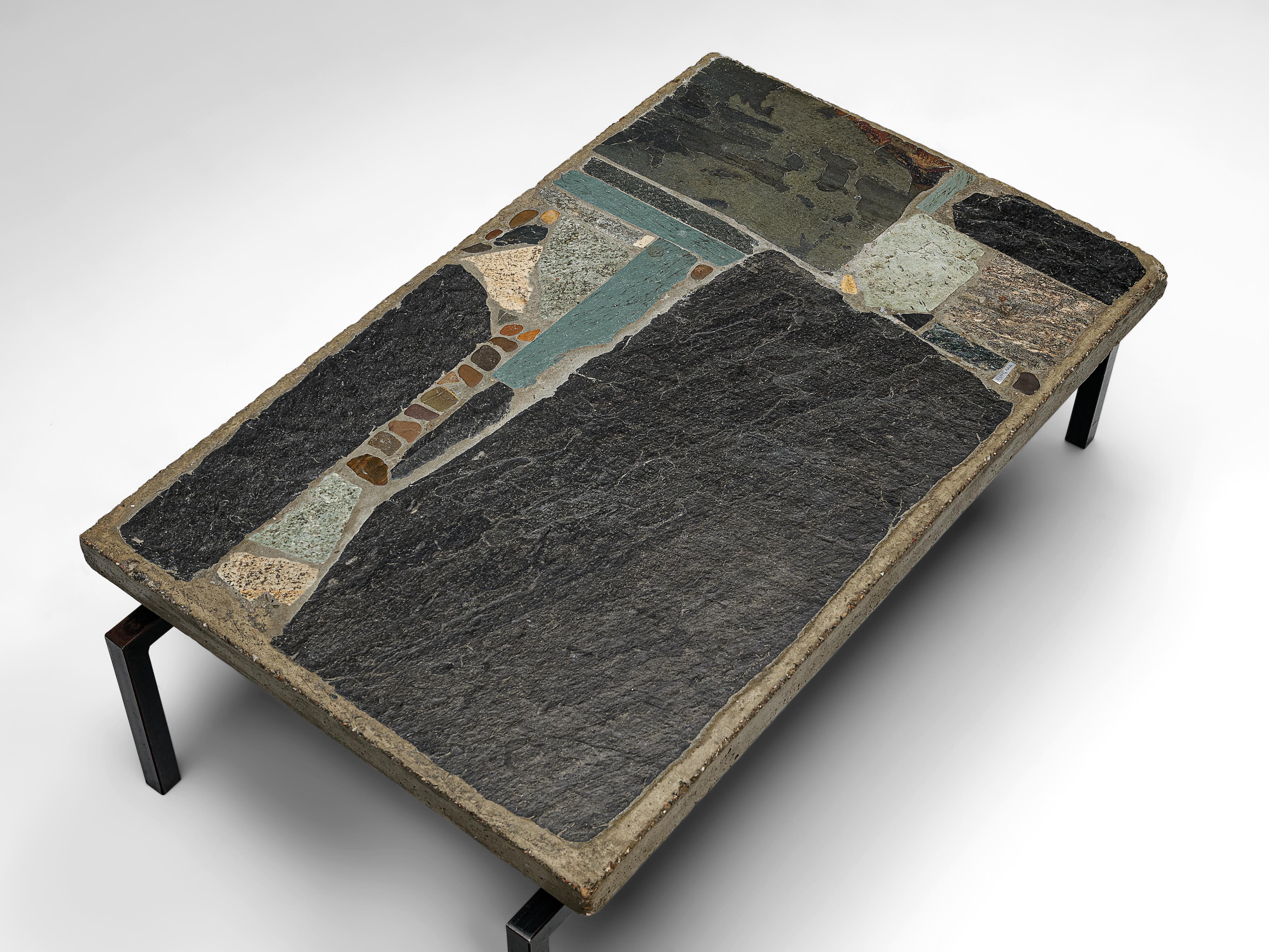 Paul Kingma Handcrafted Coffee Table in Slate and Ceramic 2