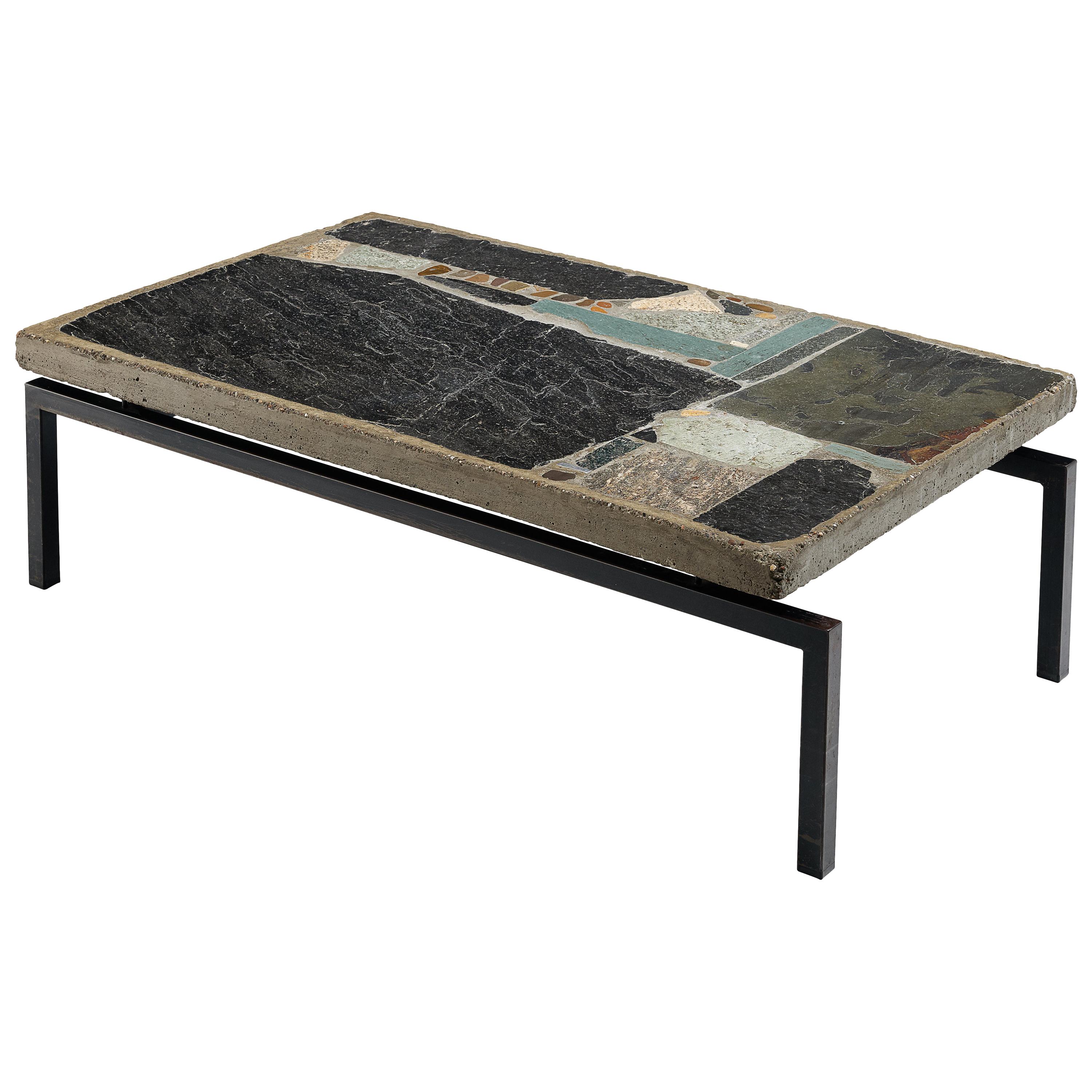 Paul Kingma Handcrafted Coffee Table in Slate and Ceramic