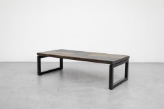 Paul Kingma Inspired Inset Mosaic Slate Coffee Table with Banded Metal Frame