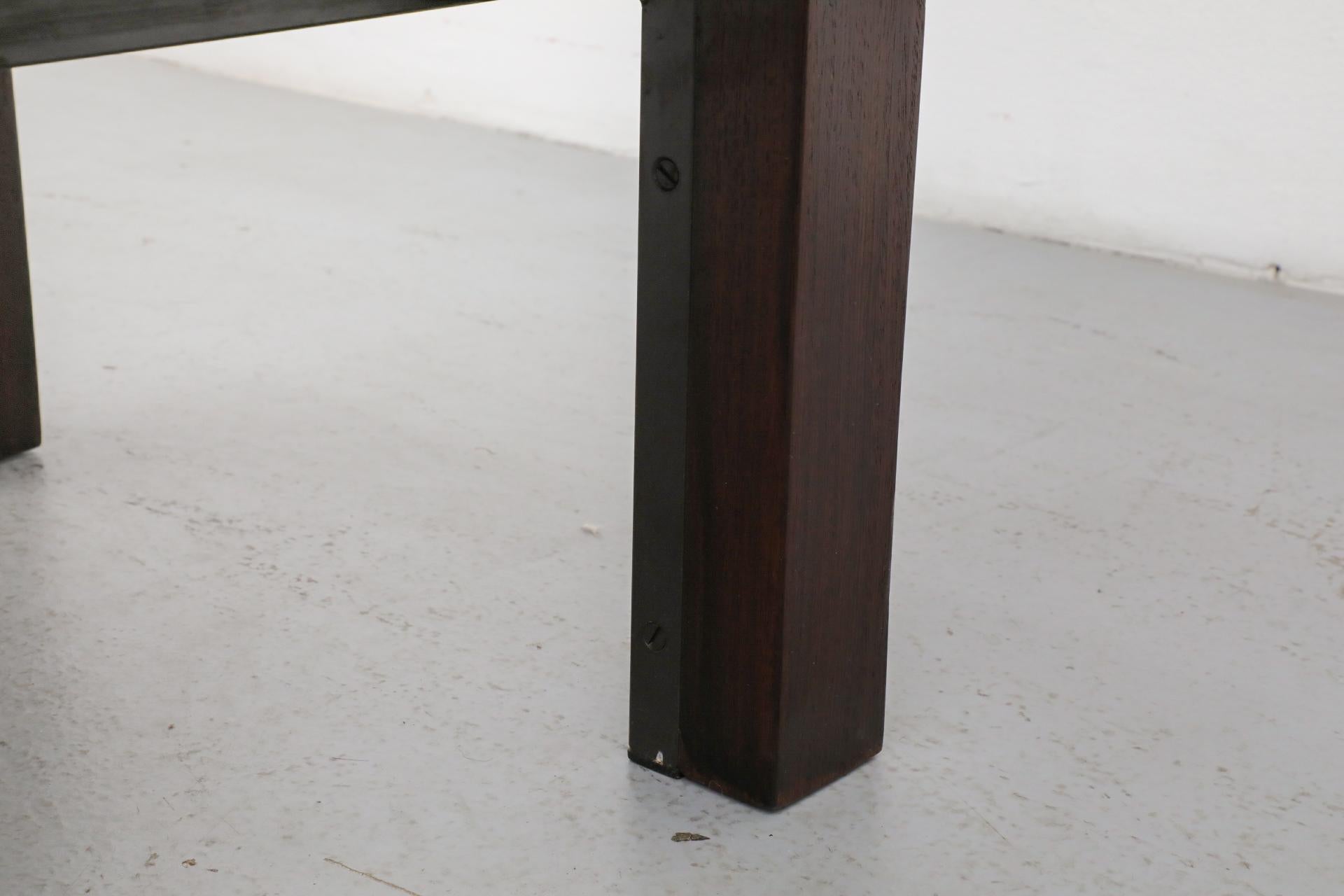 Paul Kingma Inspired Mixed Slate & Stone Coffee Table with Wood and Metal Base For Sale 7