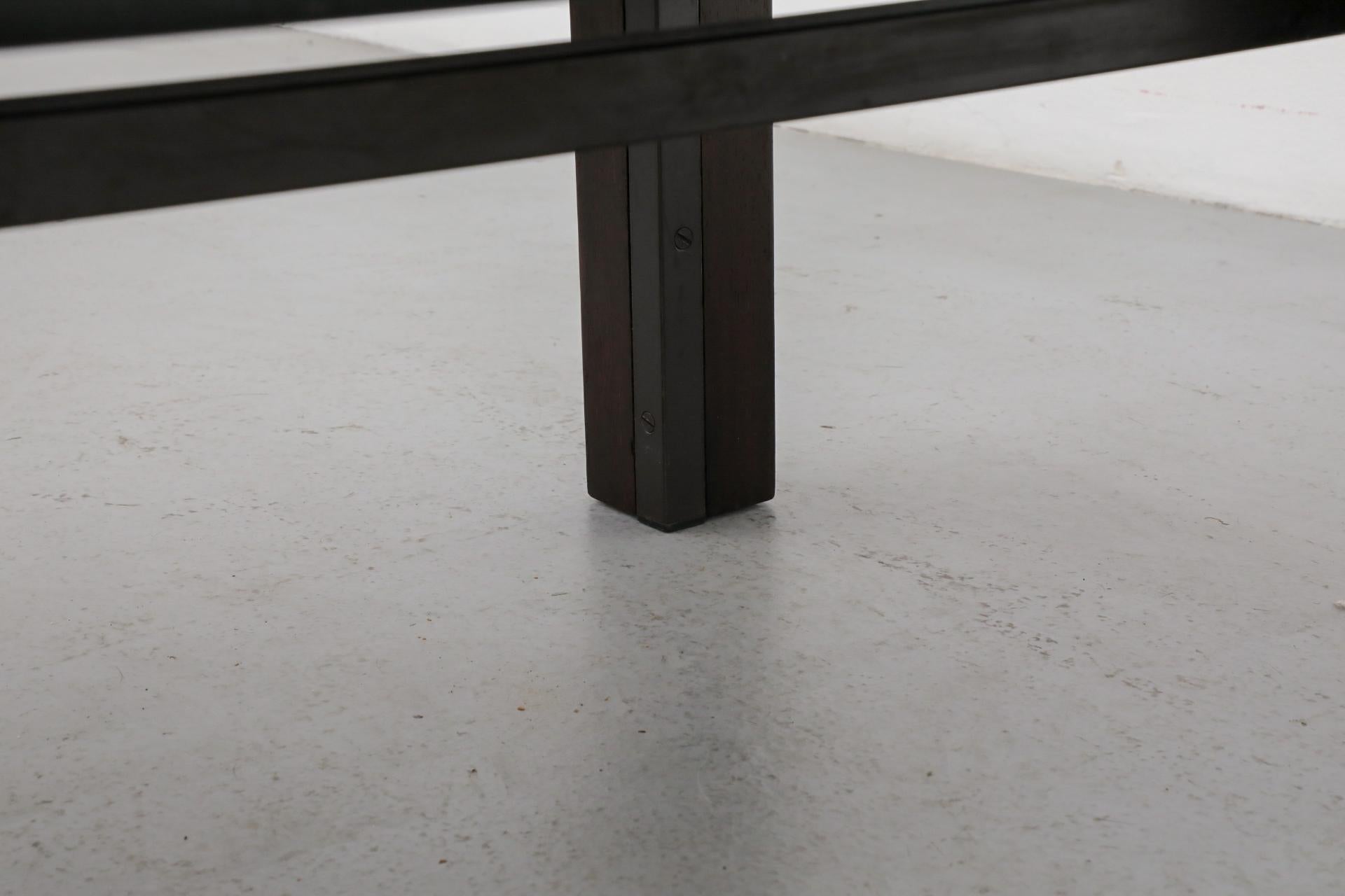 Paul Kingma Inspired Mixed Slate & Stone Coffee Table with Wood and Metal Base For Sale 8