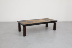 Paul Kingma Inspired Mixed Slate & Stone Coffee Table with Wood and Metal Base