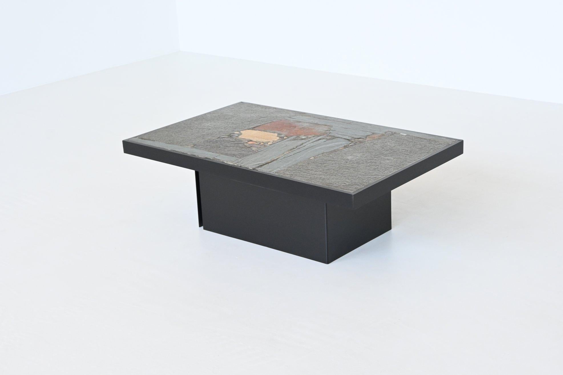 Mid-Century Modern Table basse rectangulaire Paul Kingma, œuvre d'art abstraite, Pays-Bas, 1970 en vente