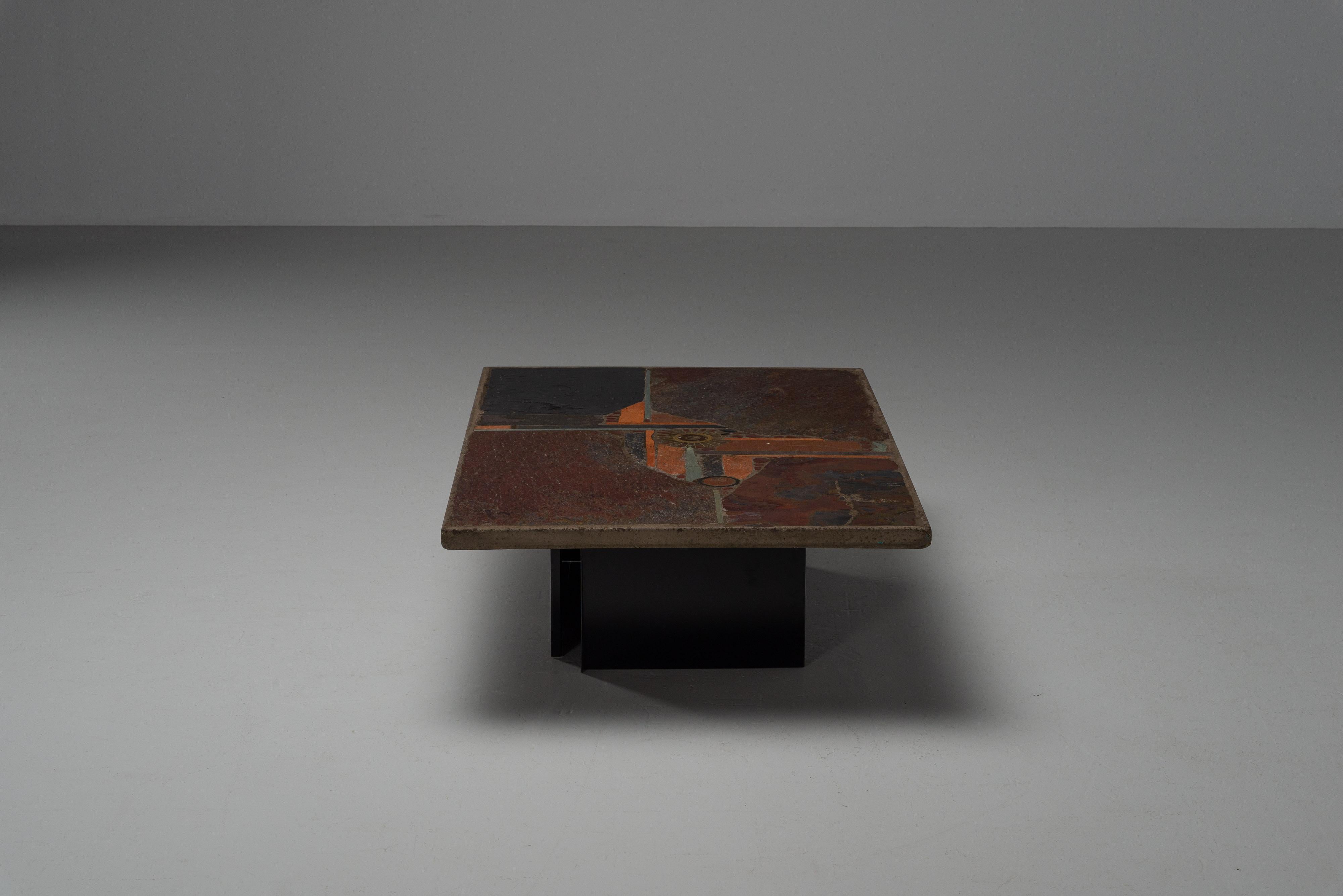 Metal Paul Kingma rectangular coffee table Netherlands 1978 For Sale