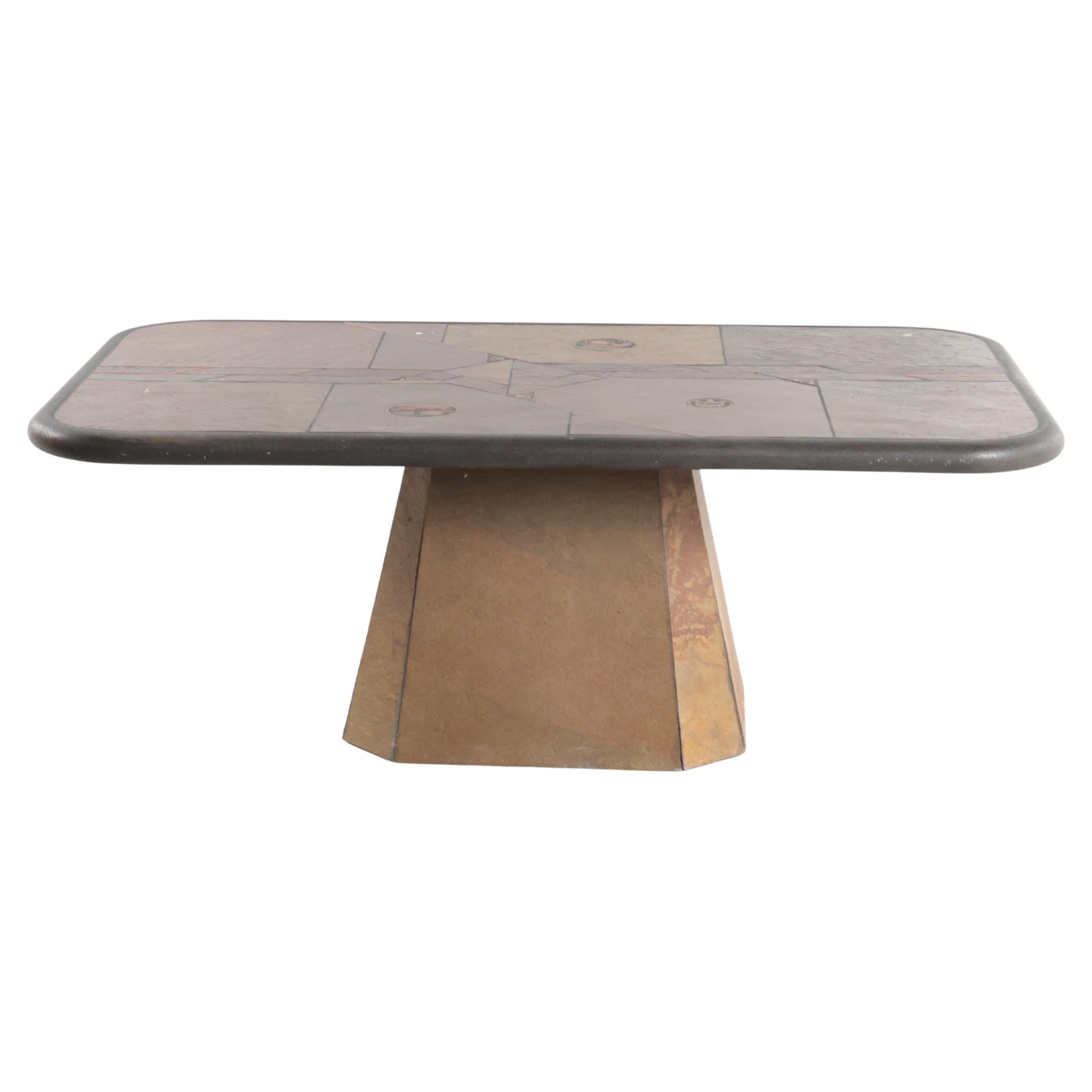 PAUL KINGMA Rectangular coffee table stone Signed Denmark 1980s