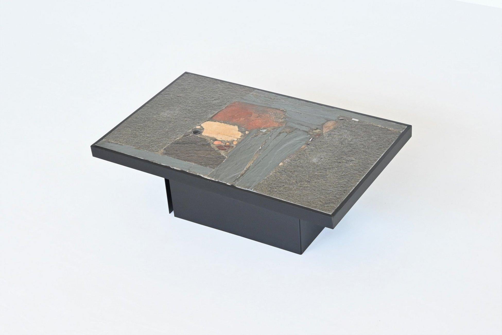 Dutch Paul Kingma rectangular shaped coffee table abstract artwork Netherlands 1970