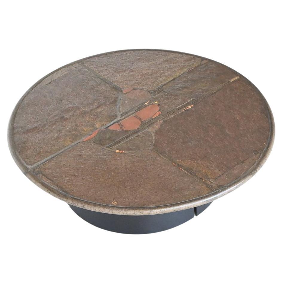 Paul Kingma round brown coffee table artwork The Netherlands 1993