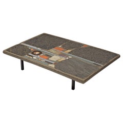 Paul Kingma Slate and Ceramic Stone Coffee Table