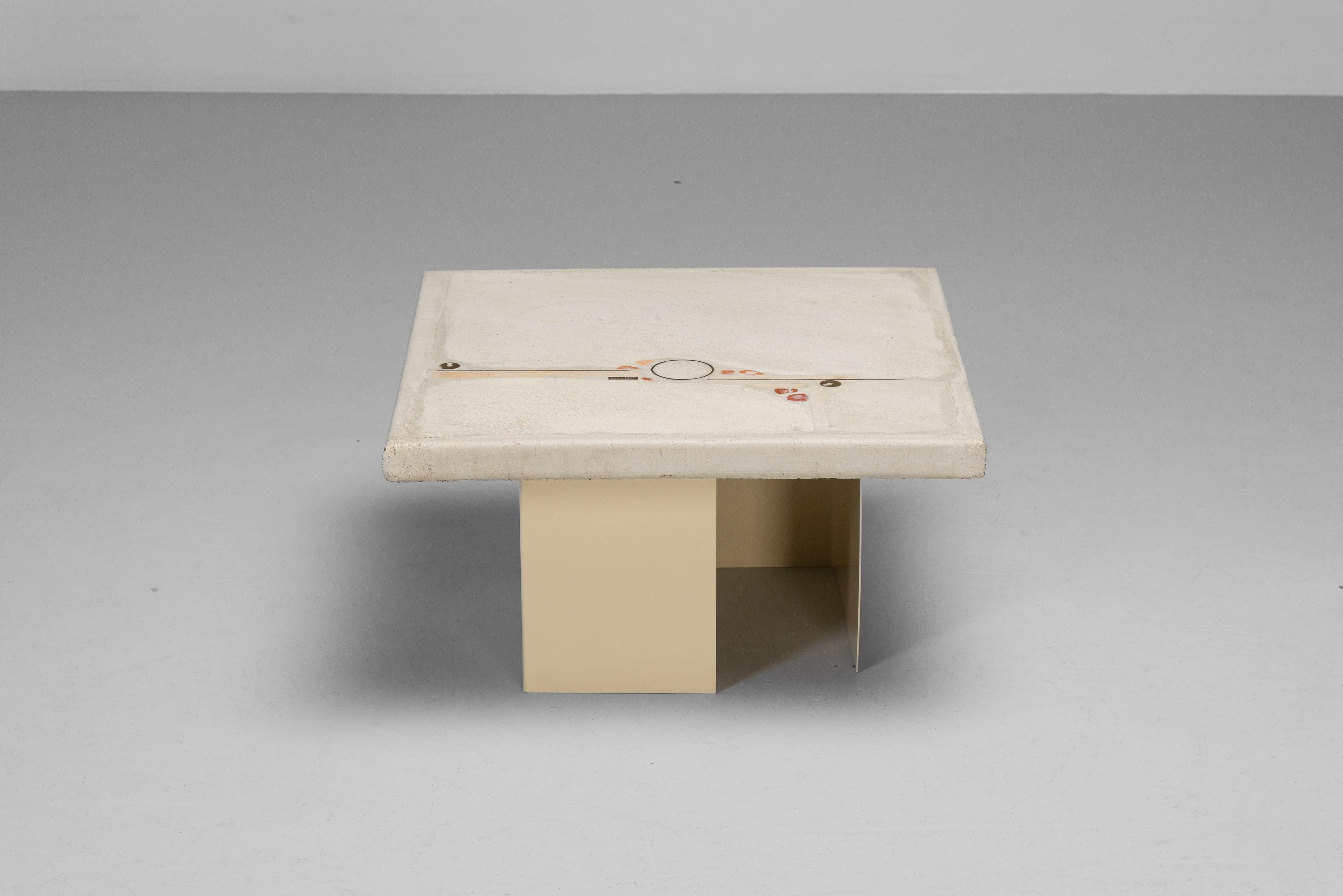 Metal Paul Kingma sofa side table in white Netherlands 1986