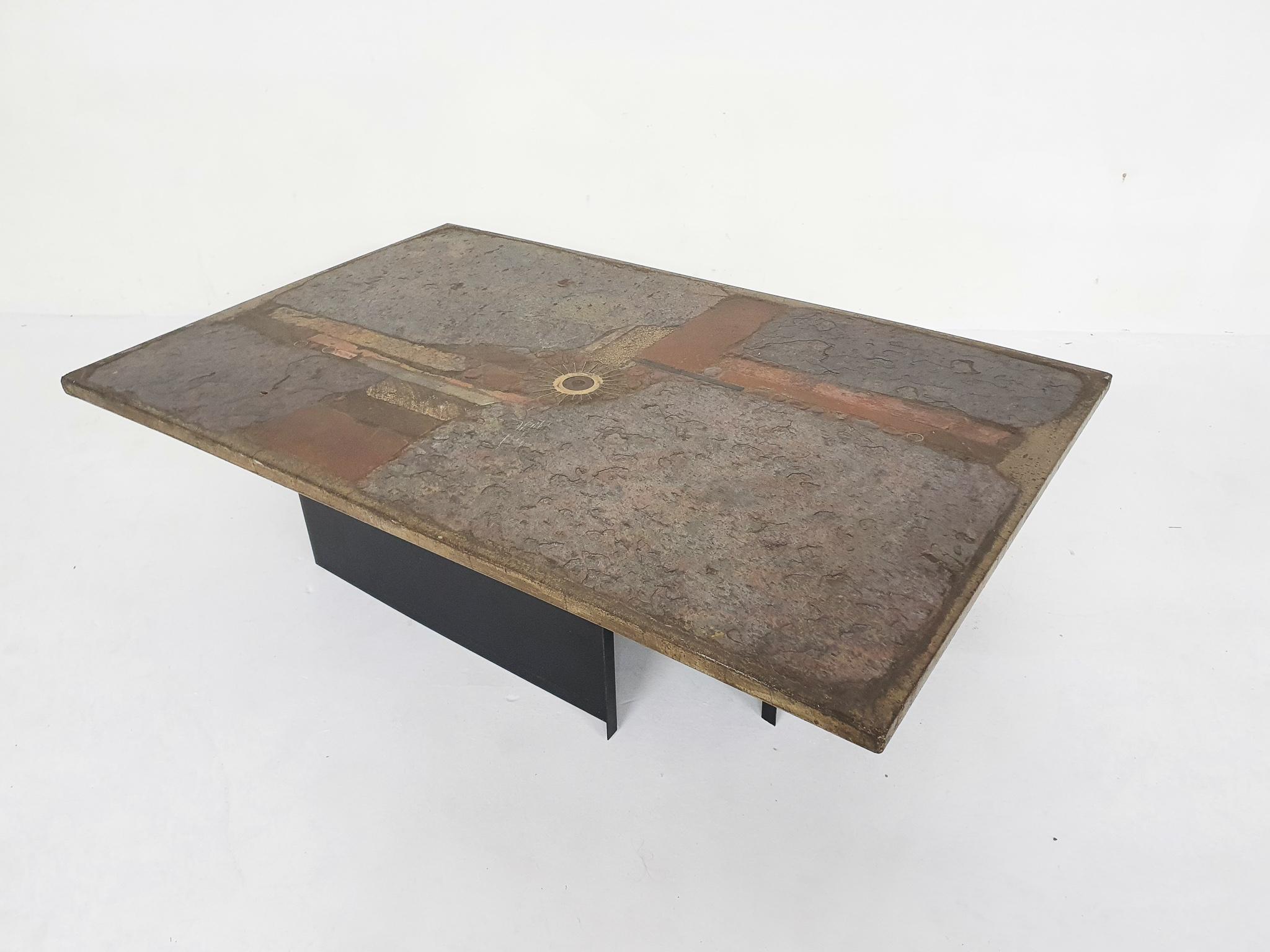 Brutalist Paul Kingma Stone Coffee Table, the Netherlands 1981 For Sale