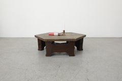 Paul Kingma Style Hexagonal Coffee Table with Wood Base and Stone Mosaic Top