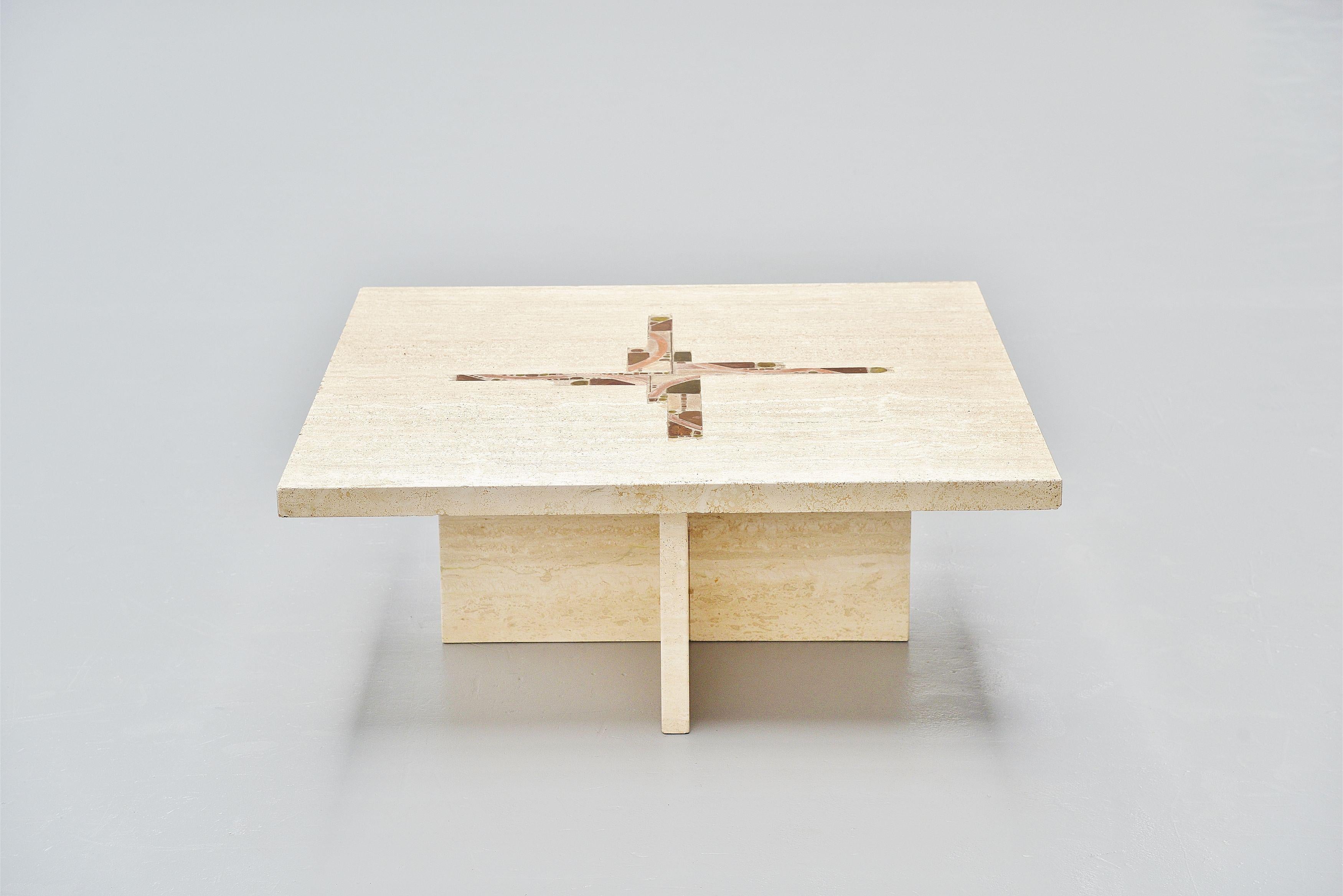 Paul Kingma Travertin Coffee Table, Holland, 1978 In Good Condition In Roosendaal, Noord Brabant