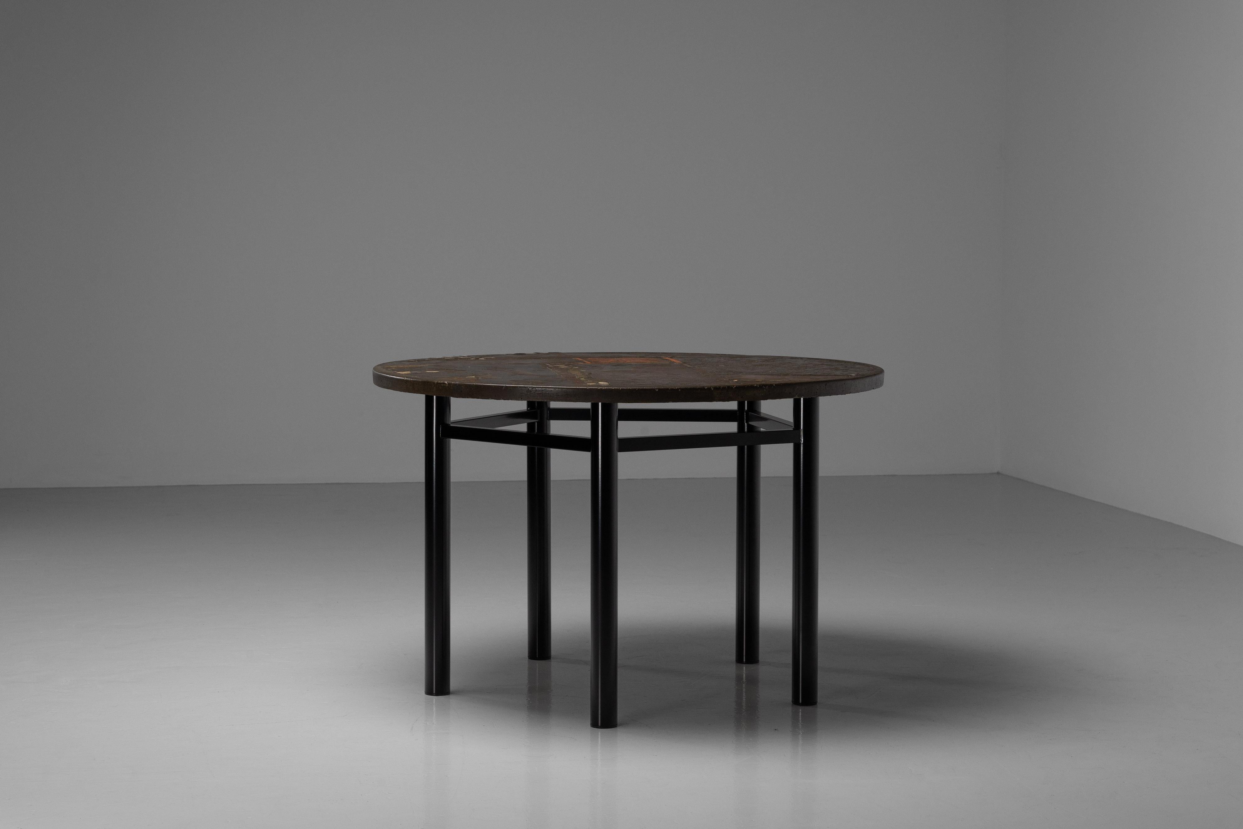 Métal Table de salle à manger unique Paul Kingma, Pays-Bas 1979 en vente