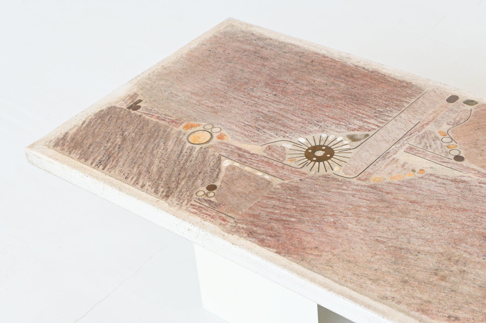 Dutch Paul Kingma white rectangular coffee table Artwork The Netherlands 1986 For Sale