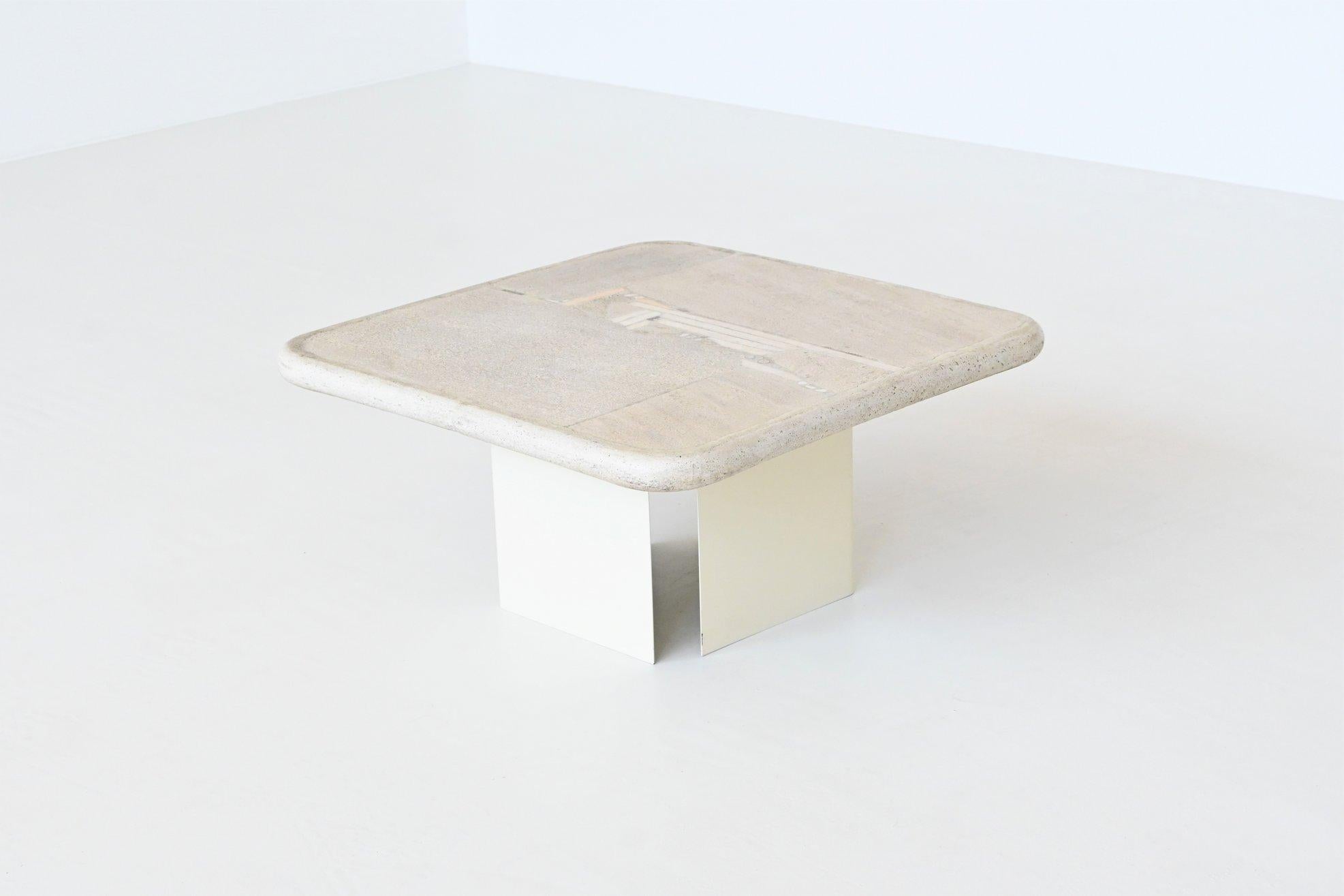 Mid-Century Modern Paul Kingma white square coffee table The Netherlands 1988