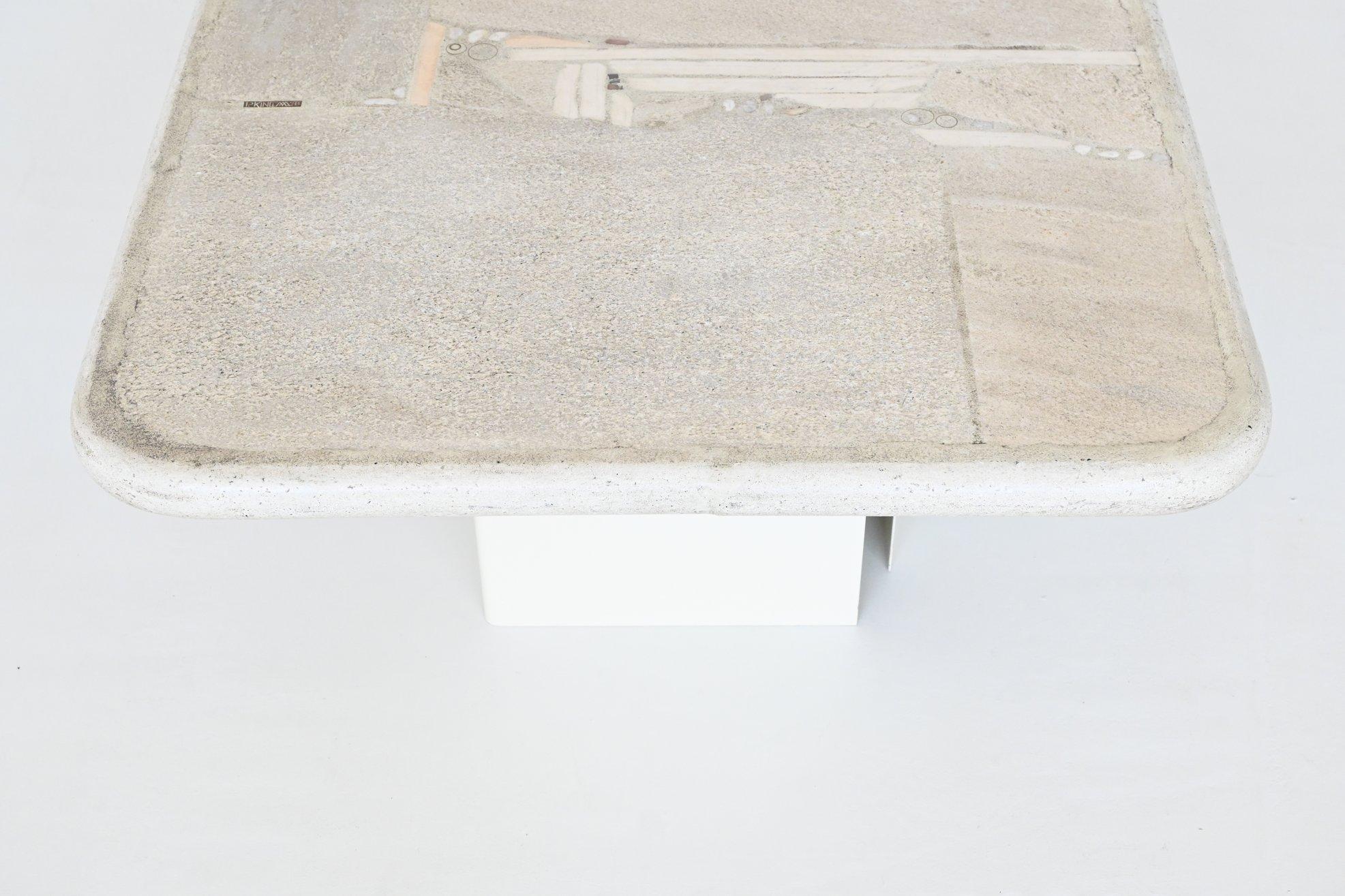 Metal Paul Kingma white square coffee table The Netherlands 1988