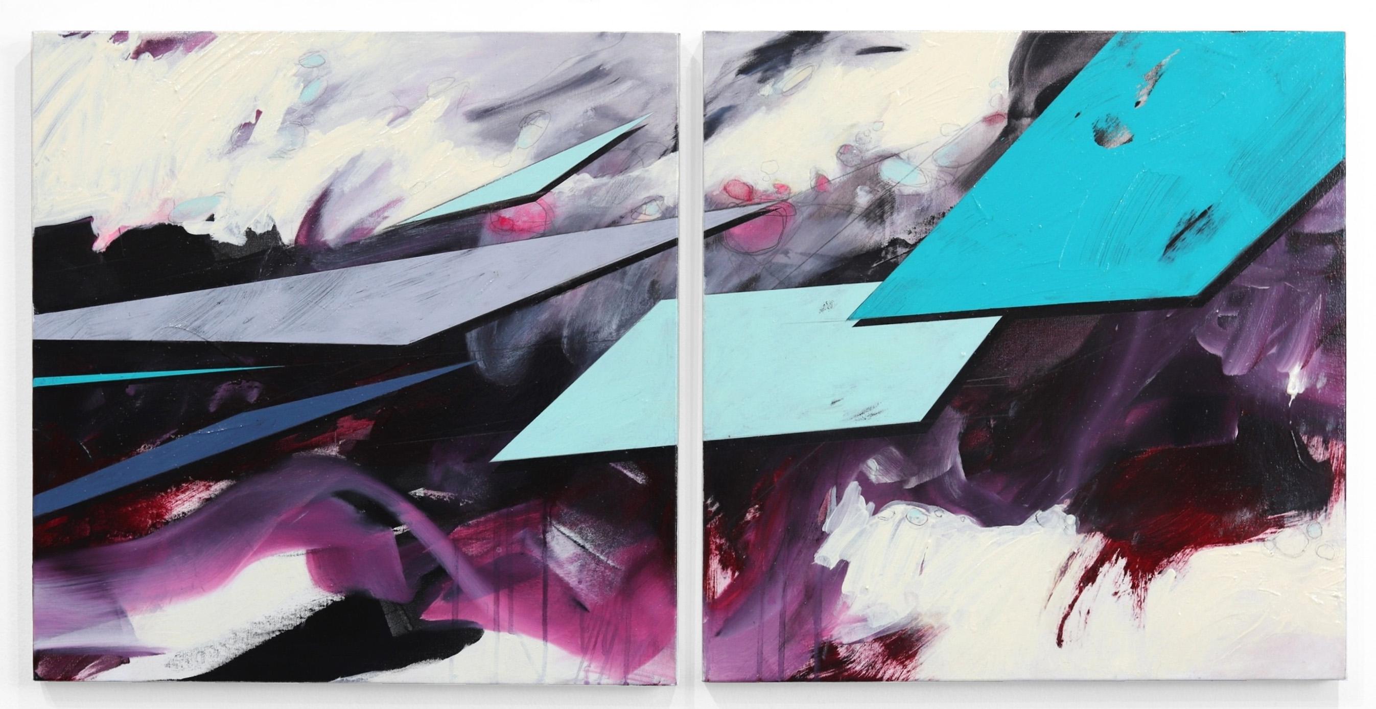 Abstrakte Landschaft #135 (Diptychon) – Mixed Media Art von Paul Kirley
