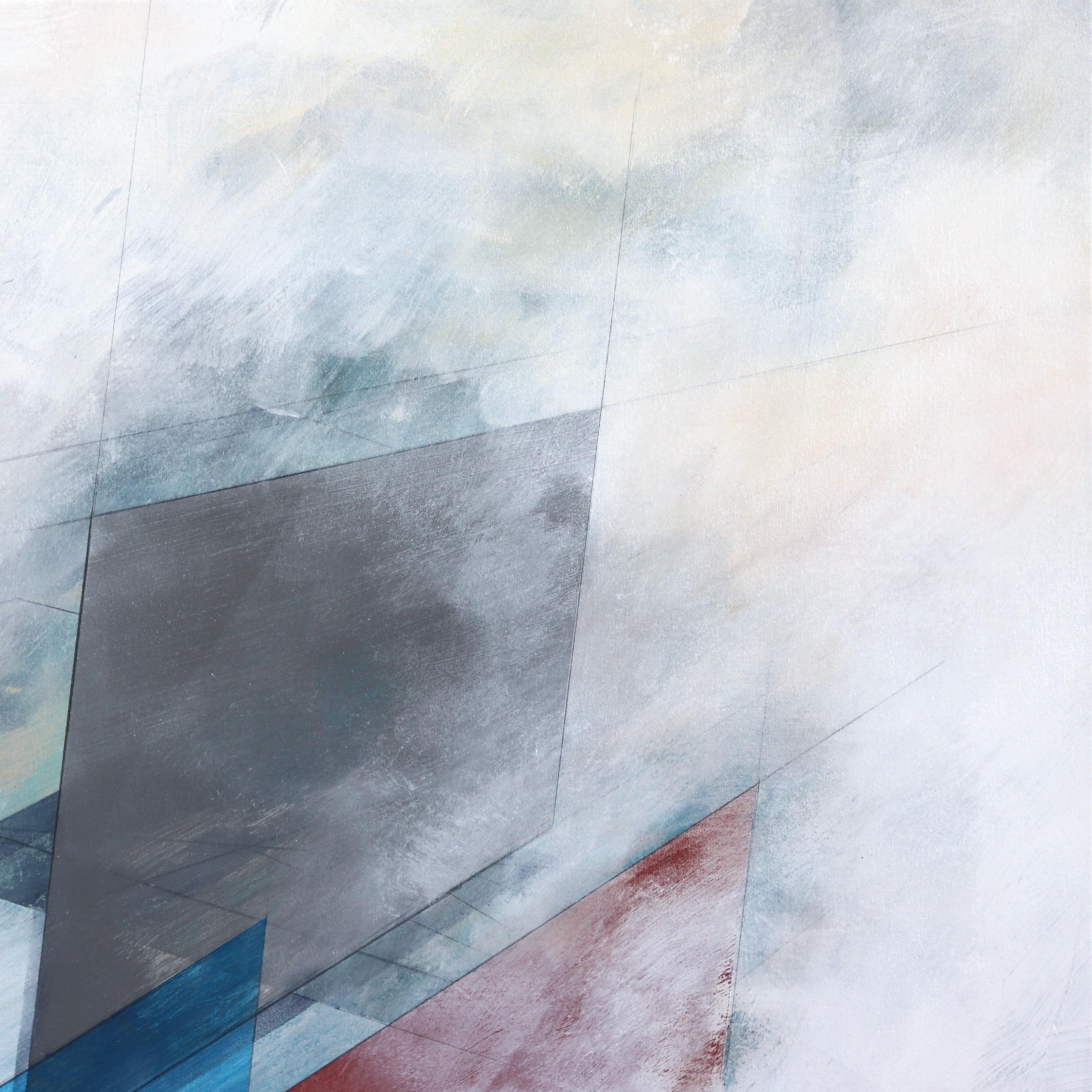 Abstract Landscape 81 - Abstract Surrealist Contemporary Original Painting - Gray Landscape Painting by Paul Kirley