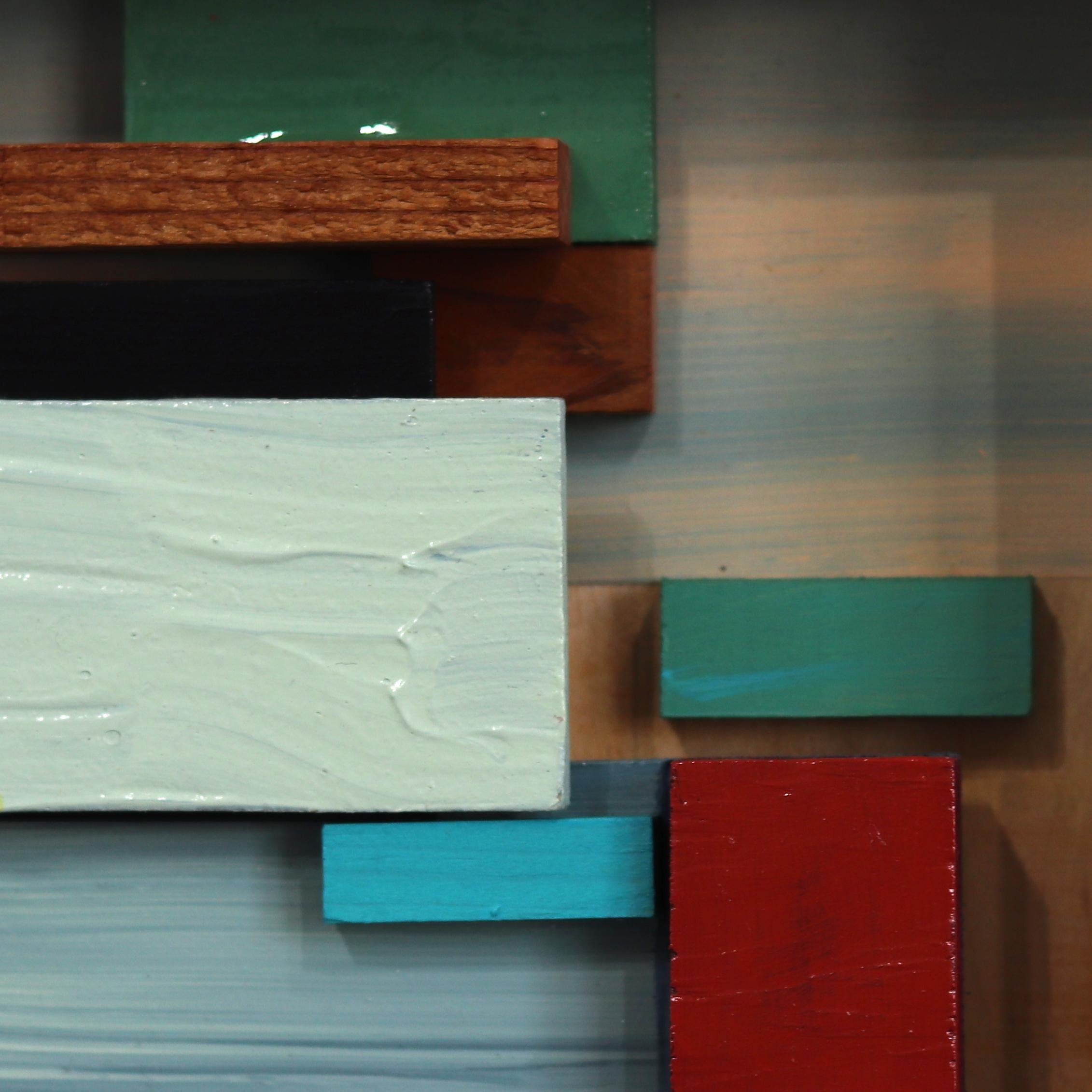 Celadon Daydream - Pittura scultorea astratta di paesaggio con cornice - Painting Espressionismo astratto di Paul Kirley