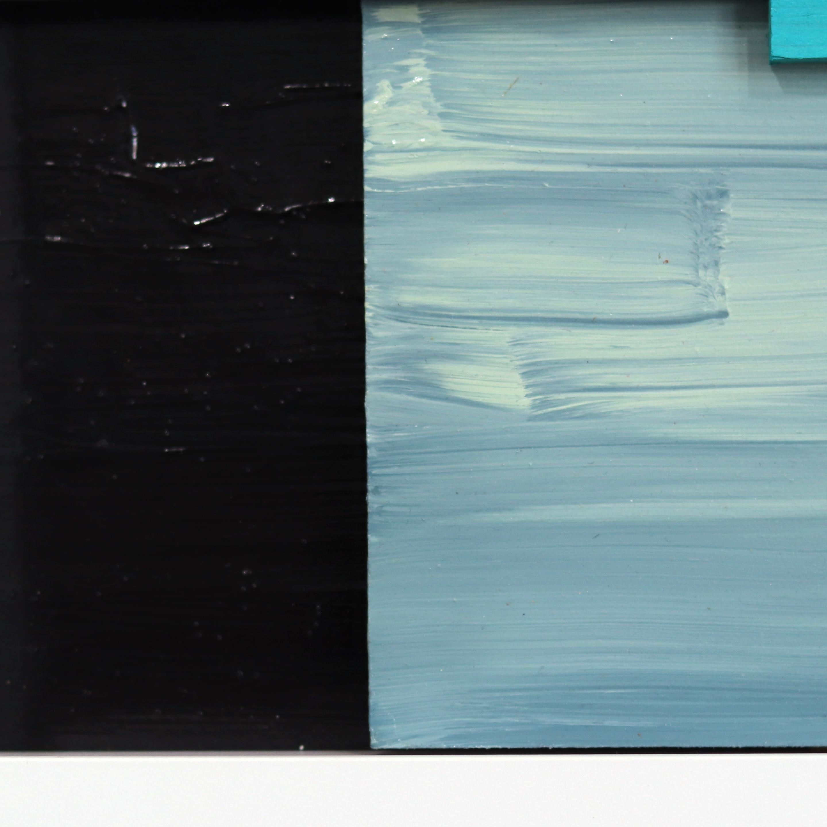 Celadon Daydream - Pittura scultorea astratta di paesaggio con cornice in vendita 3